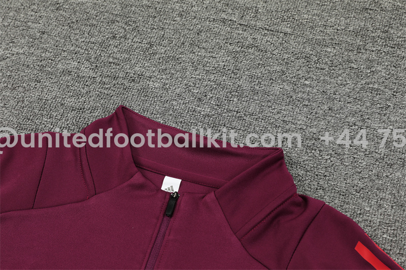 Unitedfootballkit.com | Bayern Munich 24-25 Long Sleeve Training Set - Red -Customize Name, Number and Patch | Worldwide Shipping