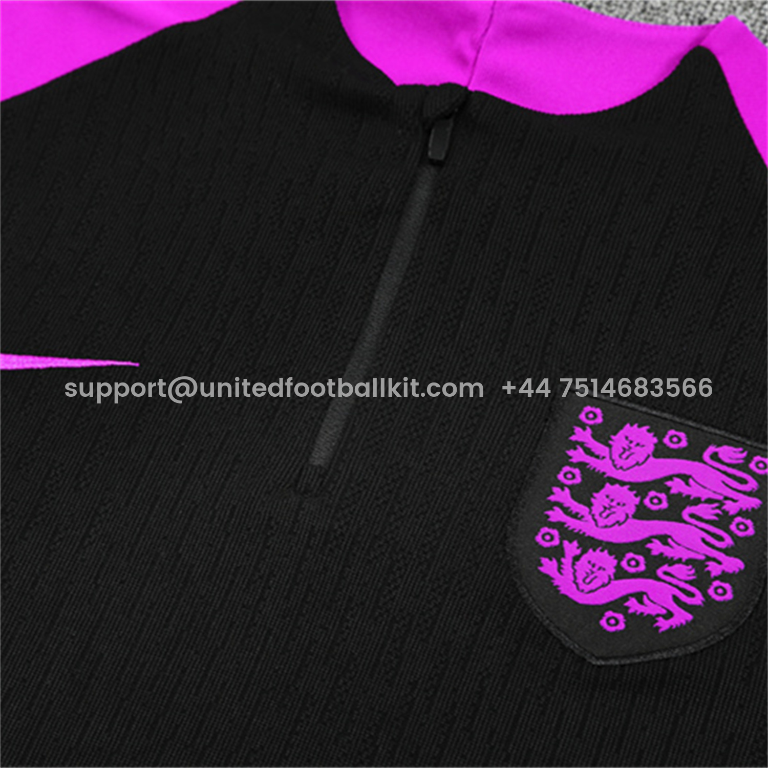 Unitedfootballkit.com | England 25-26 Long Sleeve Training Set - Player Version - Black Top and Pants -Customize Name, Number and Patch | Worldwide Shipping