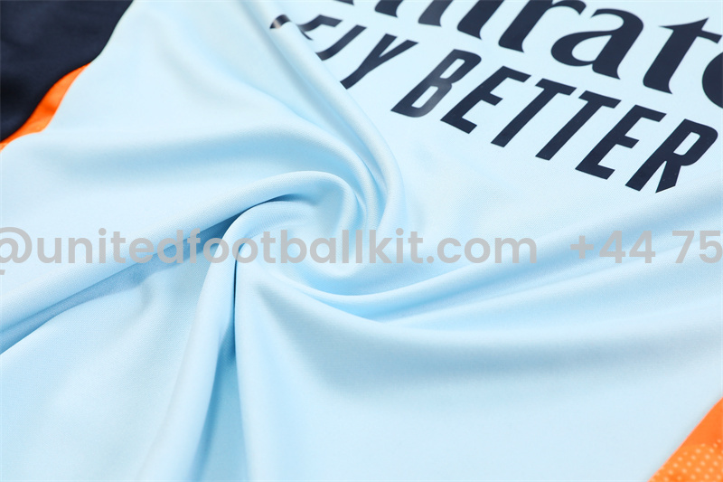 Unitedfootballkit.com | Real Madrid 24-25 Long Sleeve Training Set - Blue & Orange -Customize Name, Number and Patch | Worldwide Shipping