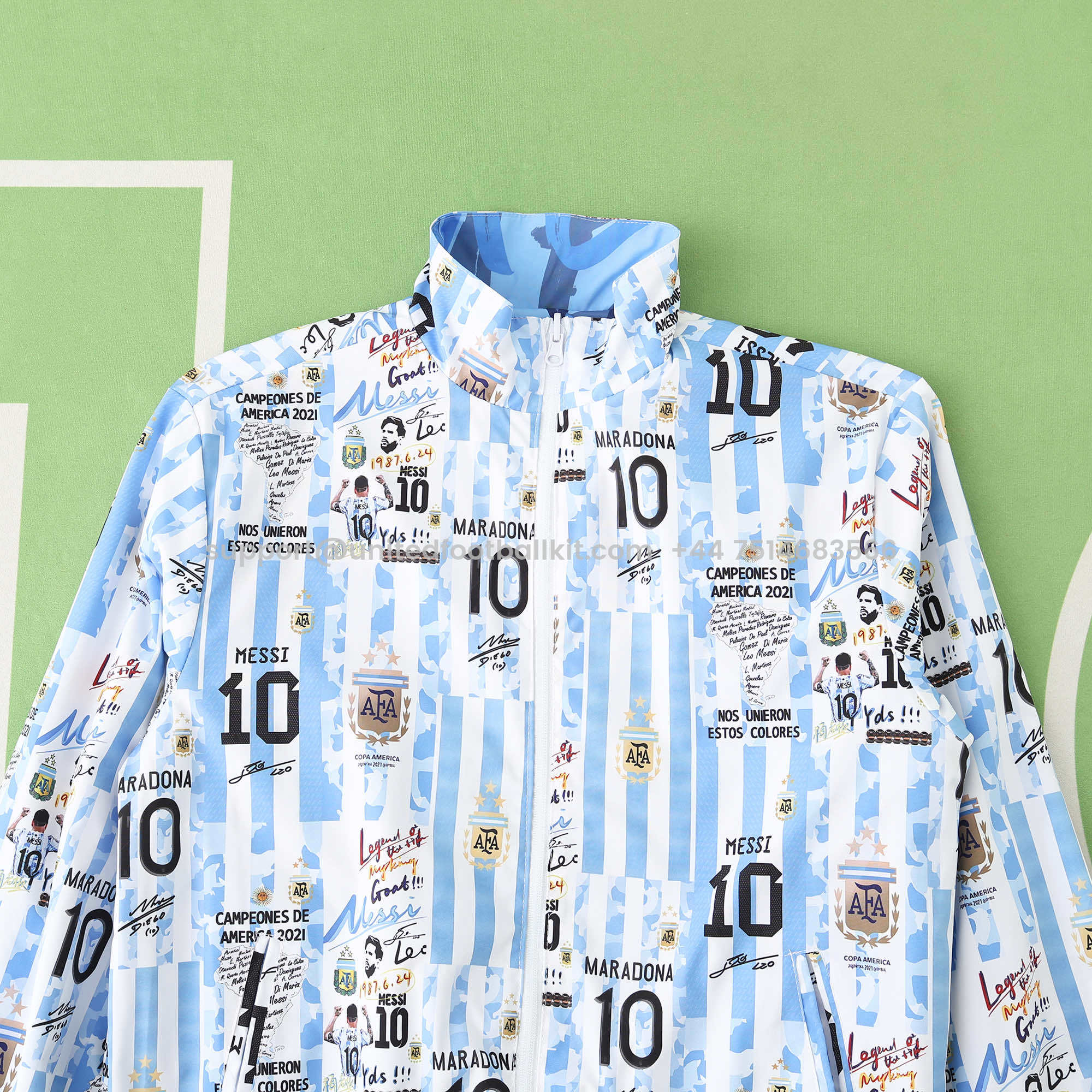 Unitedfootballkit.com | Argentina 24-25 Blue Double Sided Reversible Windbreaker - 2024 Copa America Championship -Customize Name, Number and Patch | Worldwide Shipping