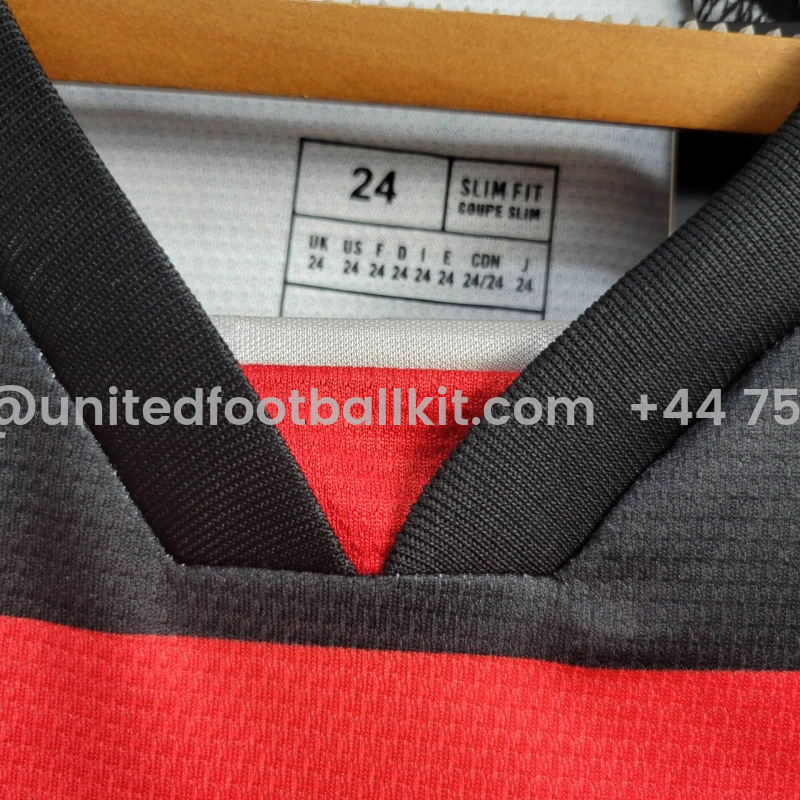 Unitedfootballkit.com | Flamengo 2024 Home Stadium Long Sleeve Kids Kit -Customize Name, Number and Patch | Worldwide Shipping