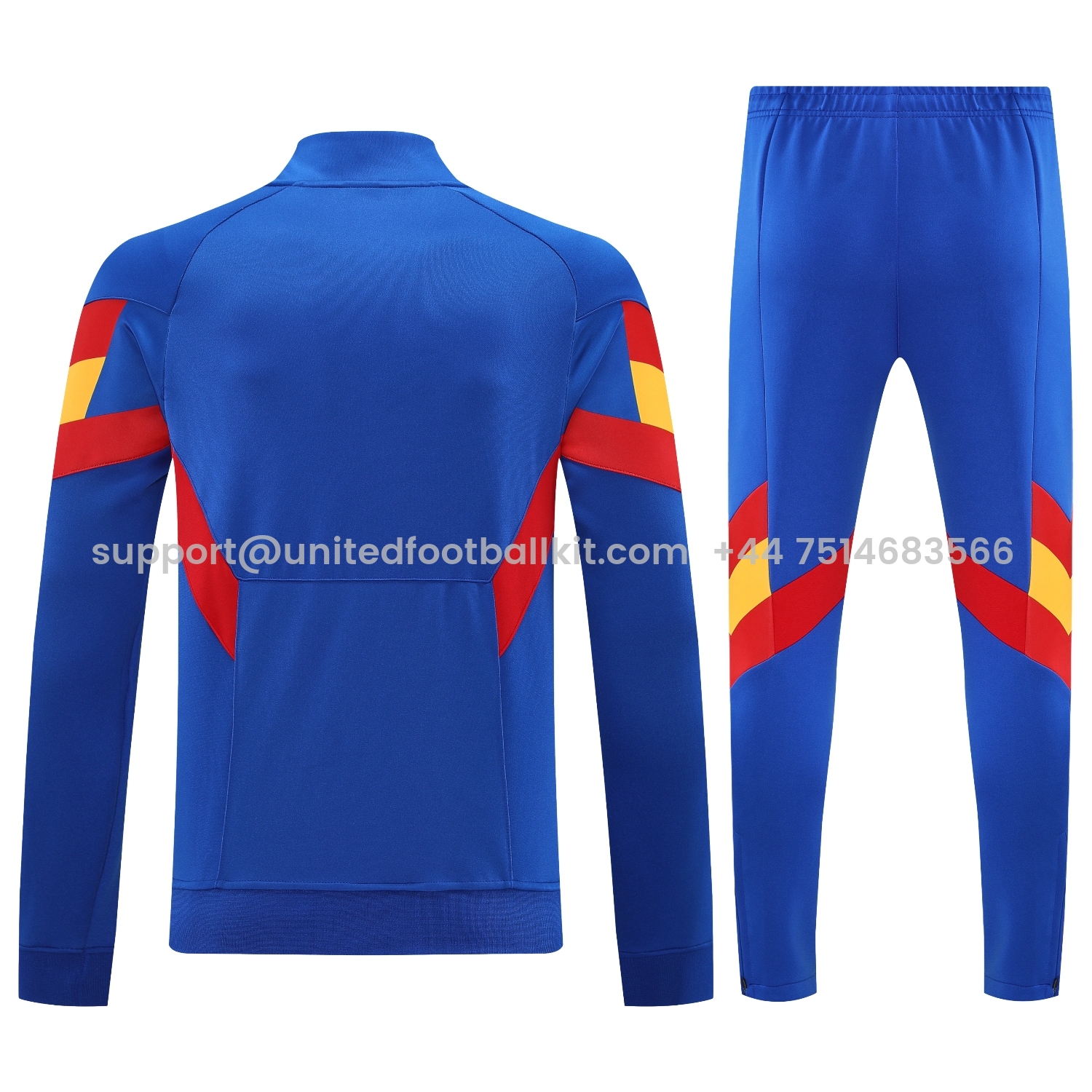 Unitedfootballkit.com | Spain 25-26 Jacket Training Tracksuit - Blue Jackets & Pants with Red and Yellow -Customize Name, Number and Patch | Worldwide Shipping
