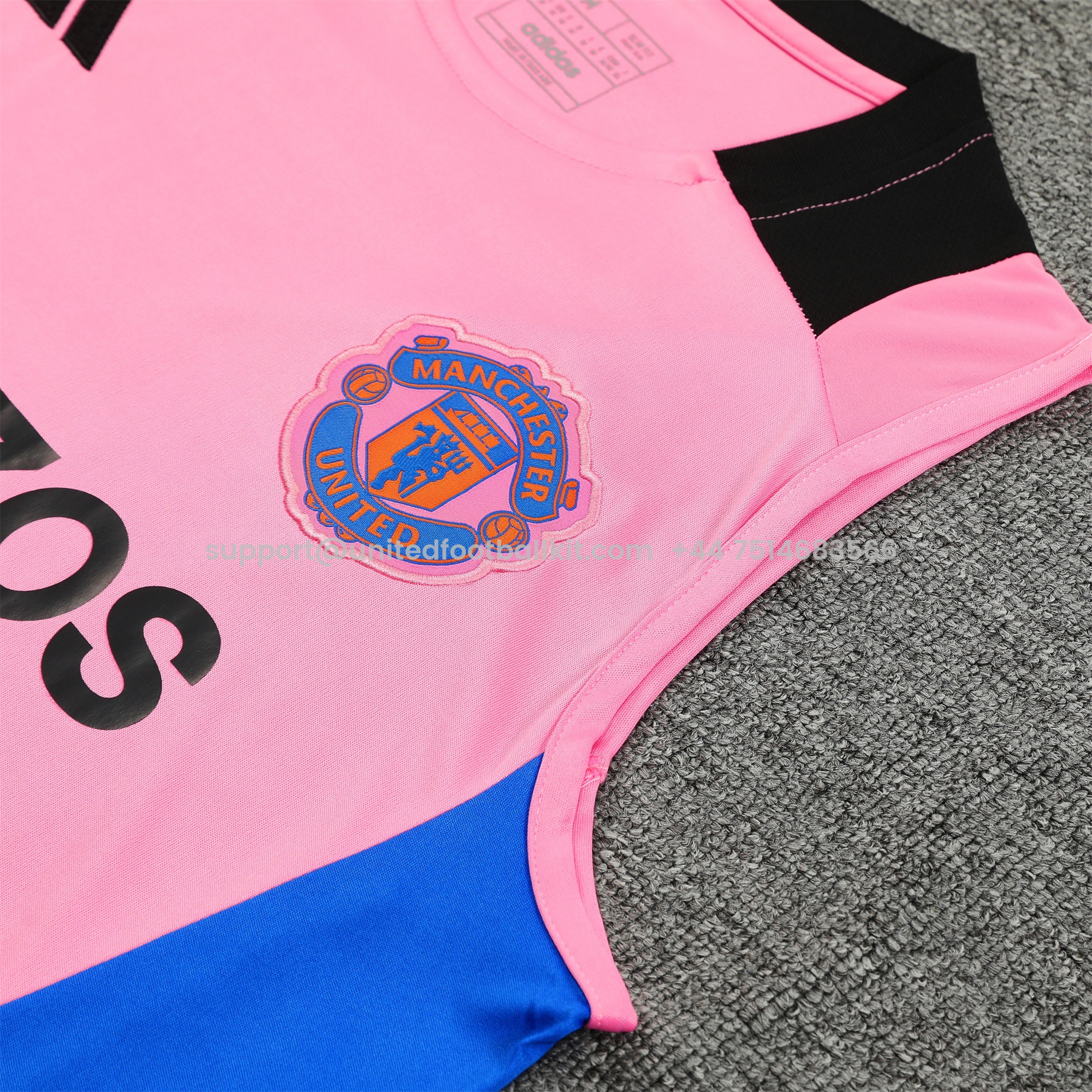 Unitedfootballkit.com | Manchester United 24-25 Vest Training Set - Pink Vest & Black Shorts -Customize Name, Number and Patch | Worldwide Shipping