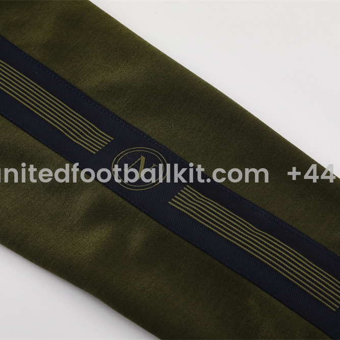 Unitedfootballkit.com | Napoli 24-25 Hooded Jacket Training Tracksuit - Army Green Top and Deep Blue Pants -Customize Name, Number and Patch | Worldwide Shipping