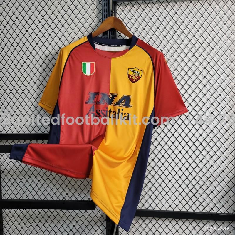 Unitedfootballkit.com | Retro Roma 2001-02 European Home Jersey -Customize Name, Number and Patch | Worldwide Shipping