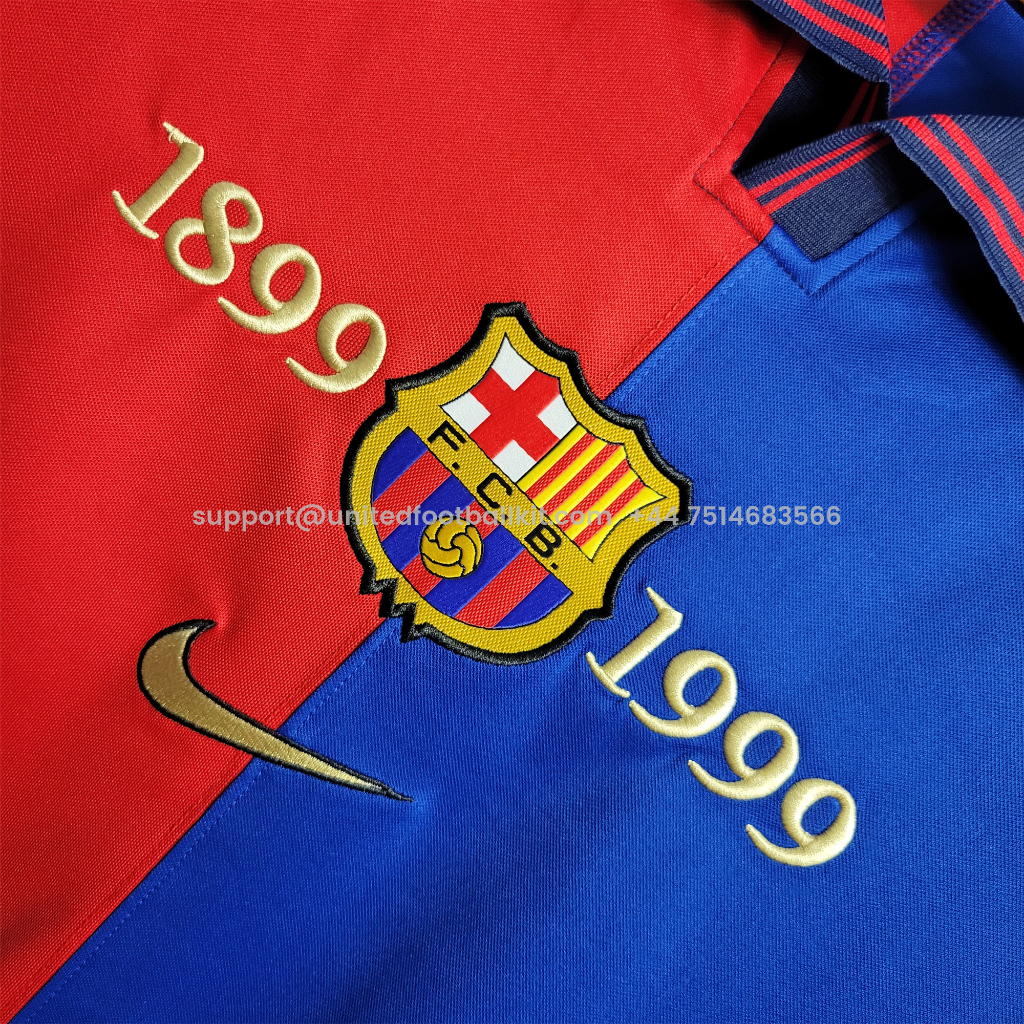 Unitedfootballkit.com | Retro Barcelona Centenary Edition Long Sleeve Jersey -Customize Name, Number and Patch | Worldwide Shipping