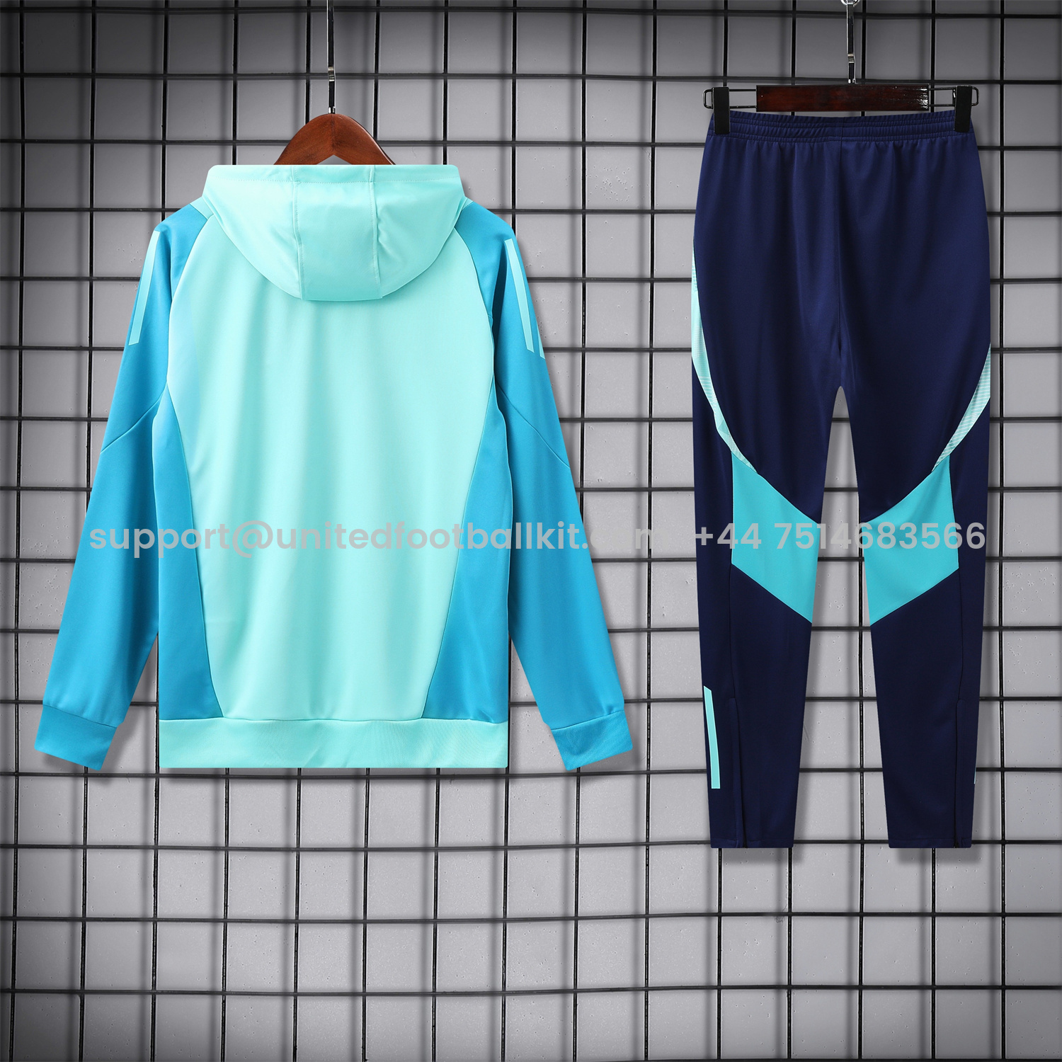 Unitedfootballkit.com | Flamengo 25-26 Traning Hoodie Set - Light Blue With Royal Blue -Customize Name, Number and Patch | Worldwide Shipping