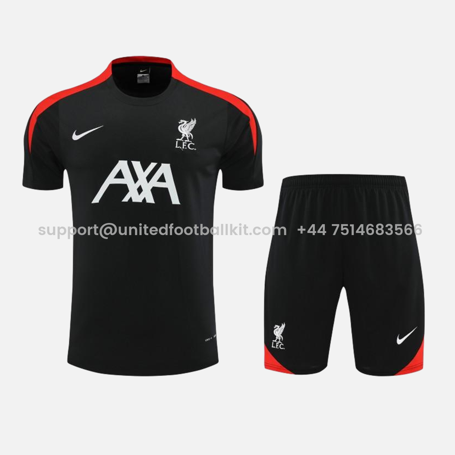 Unitedfootballkit.com | Liver.pool 24-25 Short-Sleeve Training Set - Black -Customize Name, Number and Patch | Worldwide Shipping