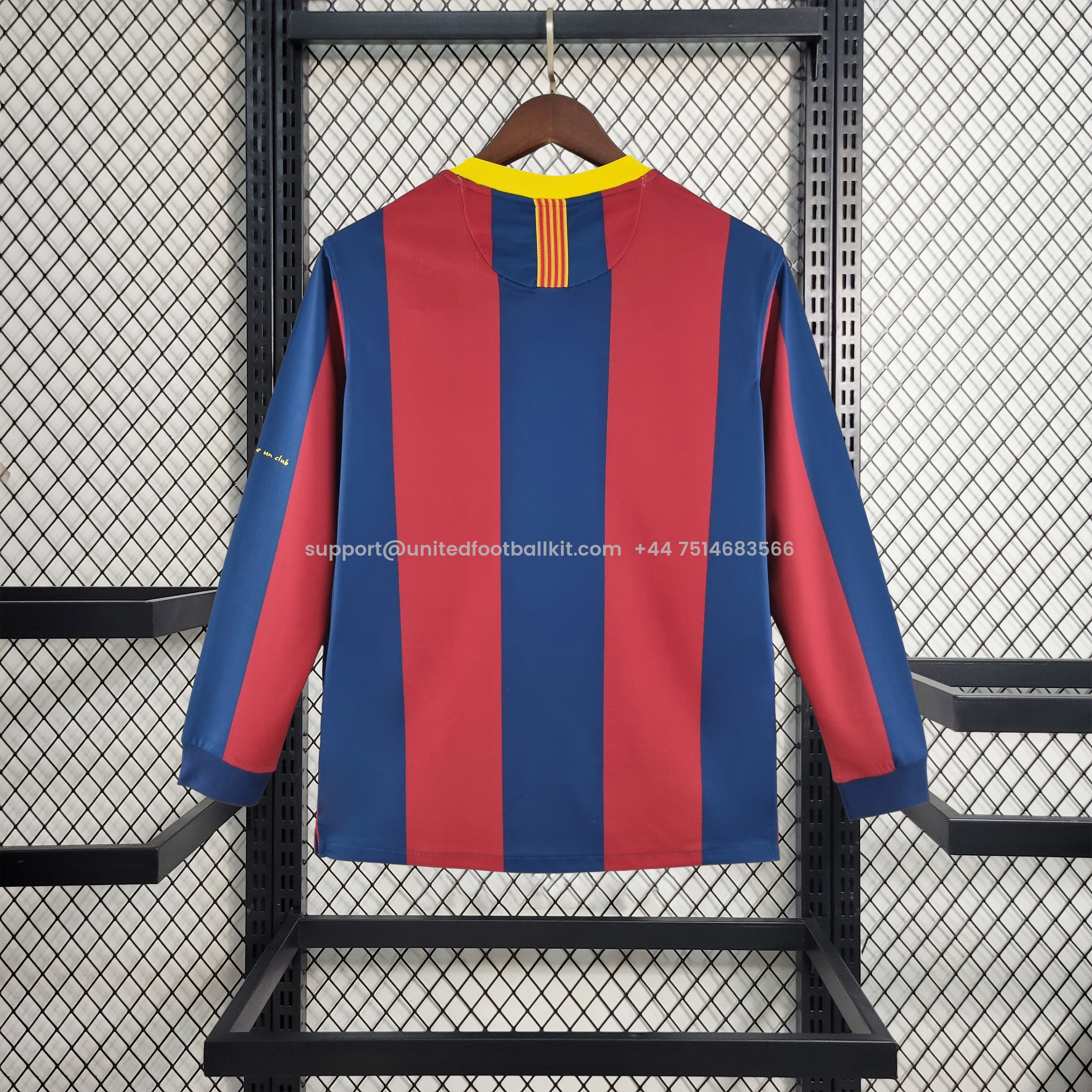 Unitedfootballkit.com | Retro Barcelona 10-11 Home Long Sleeve Jersey -Customize Name, Number and Patch | Worldwide Shipping