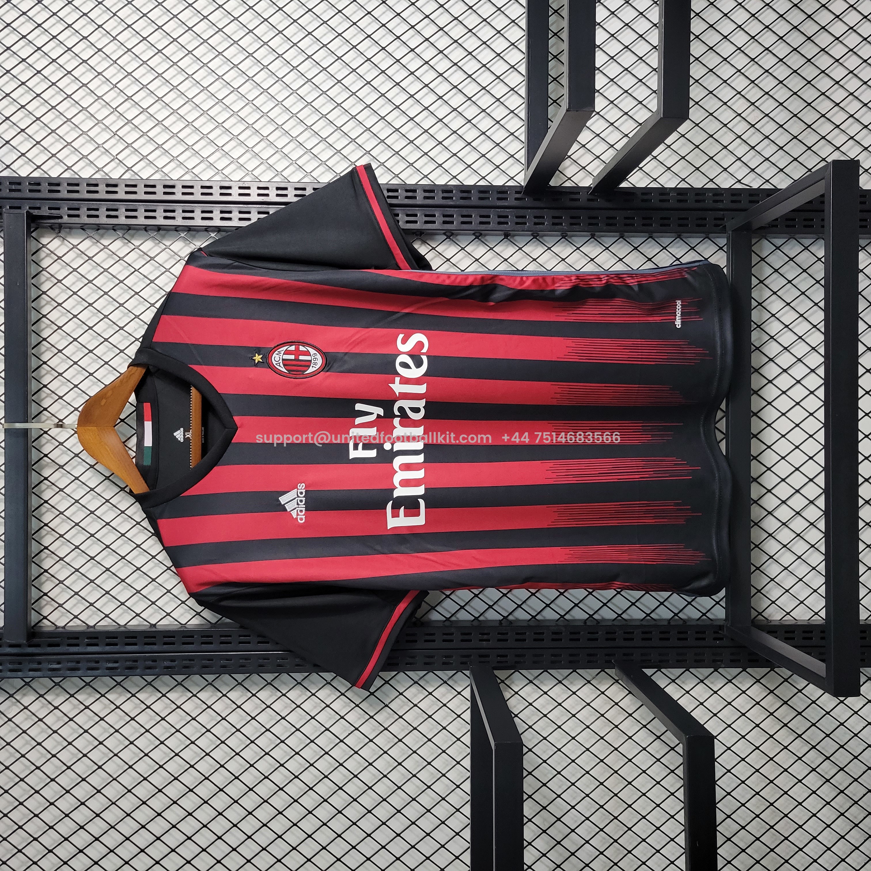 Unitedfootballkit.com | Retro AC Milan 2016-17 Home Stadium Jersey -Customize Name, Number and Patch | Worldwide Shipping