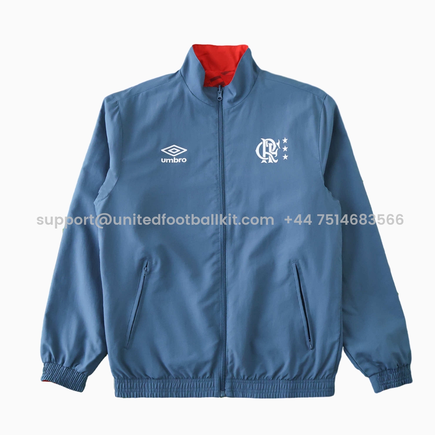 Unitedfootballkit.com | Flamengo 24-25 Double Sided Reversible Windbreaker - Red & Blue -Customize Name, Number and Patch | Worldwide Shipping