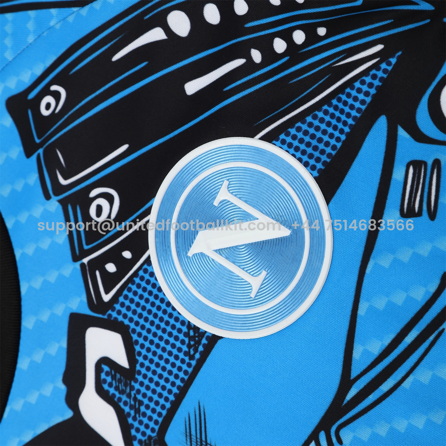 Unitedfootballkit.com | Napoli 25-26 Vest Training Set - Blue Mecha Vest & Black Shorts -Customize Name, Number and Patch | Worldwide Shipping