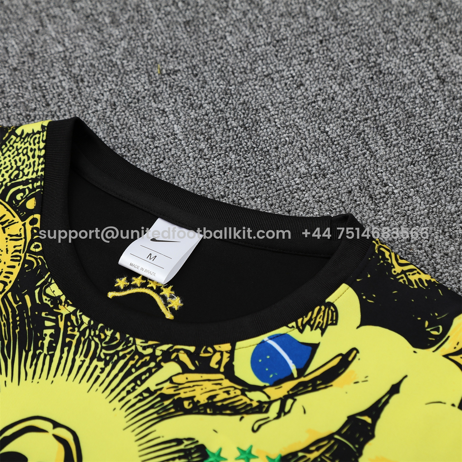 Unitedfootballkit.com | Brazil 25-26 Yellow Jesus Statue Short-Sleeve Training Set - Yellow Top & Black Shorts -Customize Name, Number and Patch | Worldwide Shipping