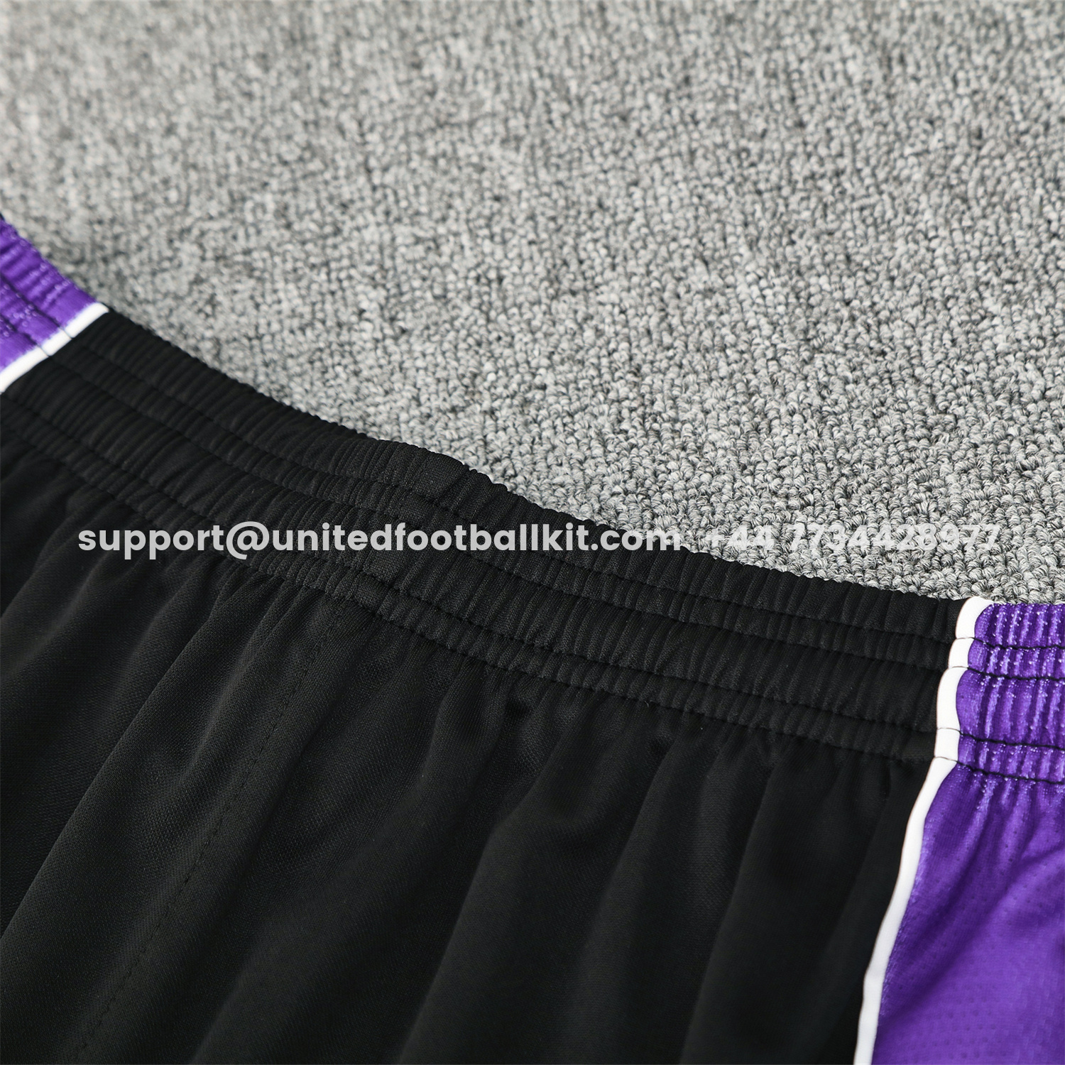 Unitedfootballkit.com | Real Madrid 25-26 Short-Sleeve Training Set - Blue Edge White Top & Black Shorts -Customize Name, Number and Patch | Worldwide Shipping