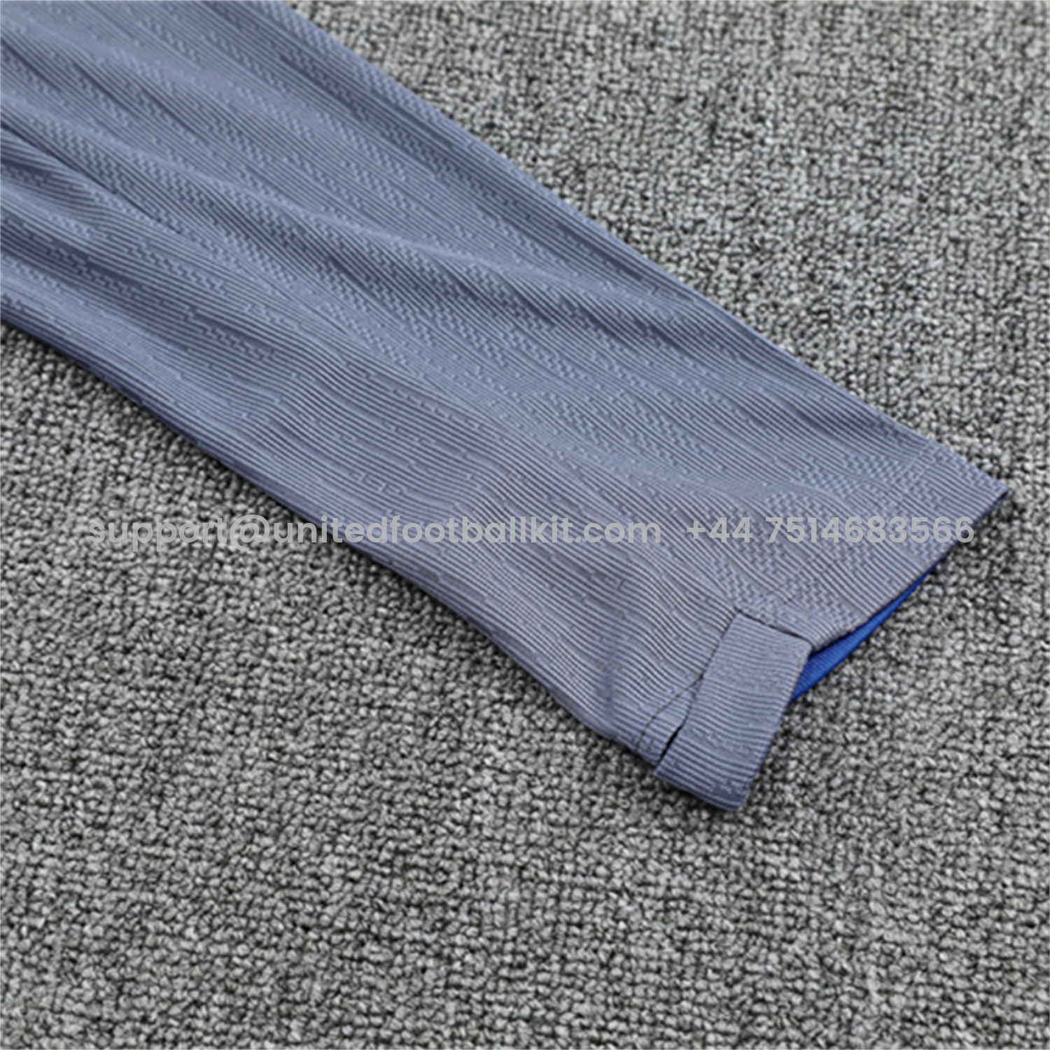 Unitedfootballkit.com | Paris Saint-Germain PSG 25-26 Kid Long Sleeves Training Set - Royal Blue Gray Sleeves Top & Royal Blue Pants -Customize Name, Number and Patch | Worldwide Shipping