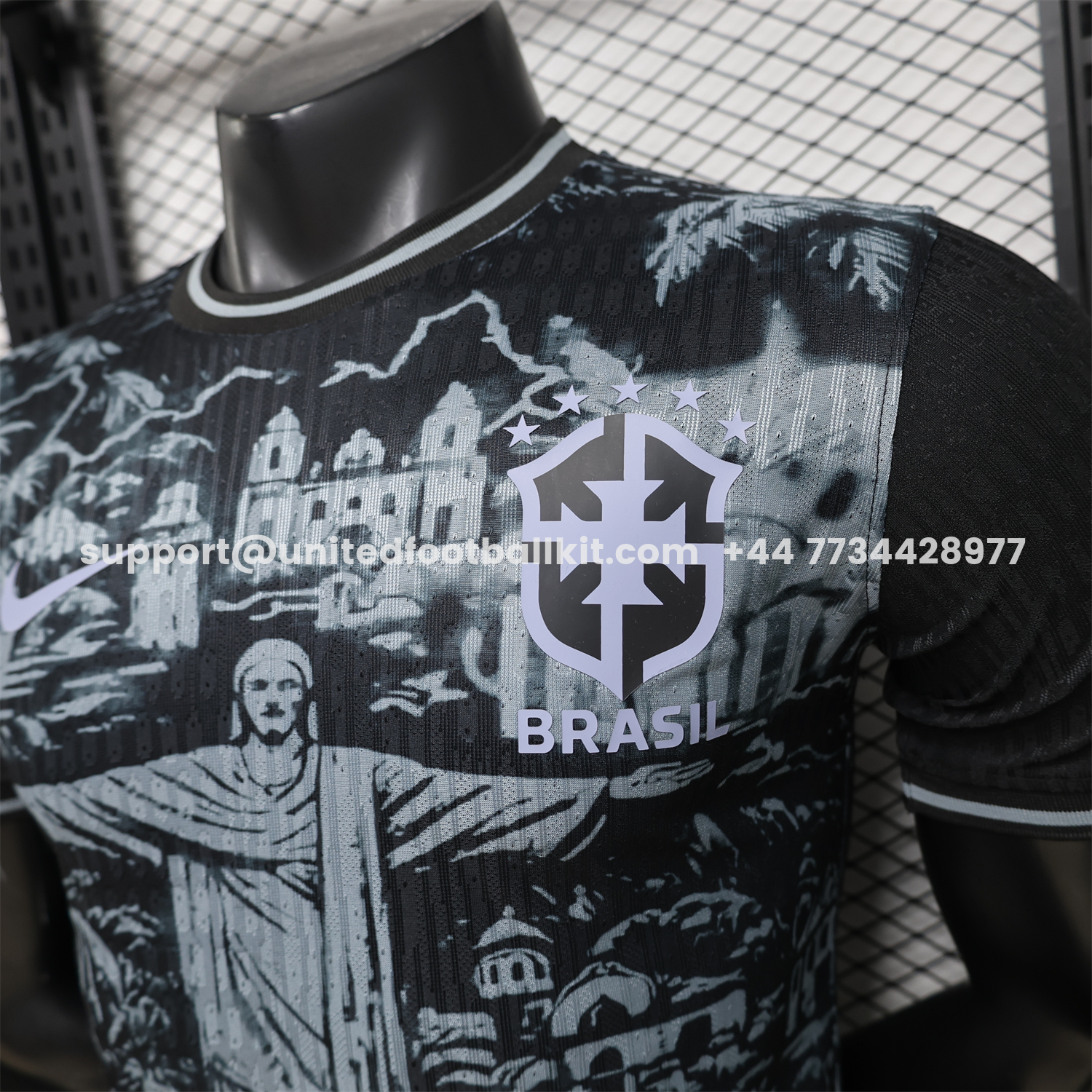 Unitedfootballkit.com | Brazil 2026 Grey Jesus Black Special Jersey - Player Version -Customize Name, Number and Patch | Worldwide Shipping