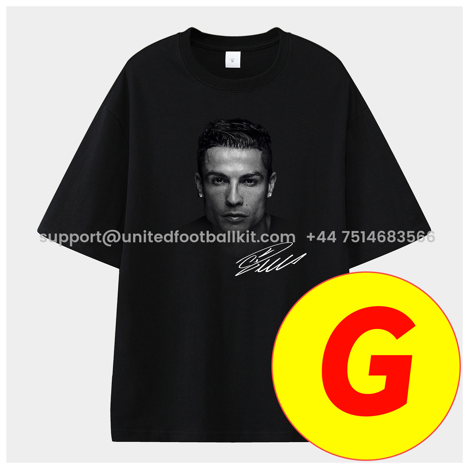 Unitedfootballkit.com | Cristiano Ronaldo Portugal Real Madrid Manchester United Unisex Pure Cotton T-shirt -Customize Name, Number and Patch | Worldwide Shipping