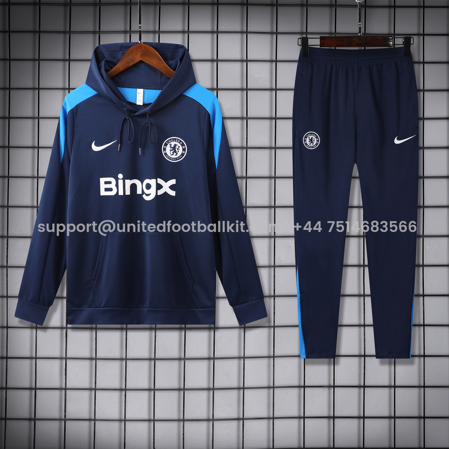 Unitedfootballkit.com | C.H.E.L.S.E.A 24-25 Training Hoodie Set - Deep Blue Hoodie and Pants -Customize Name, Number and Patch | Worldwide Shipping
