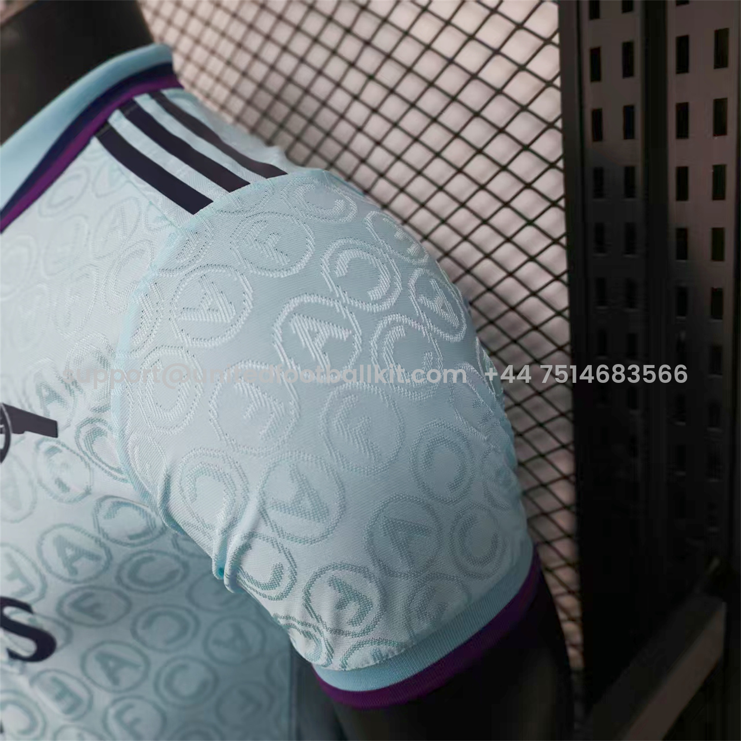 Unitedfootballkit.com | Arsenal 25-26 Light Blue POLO Letter Pattern Special Jersey - Player Version -Customize Name, Number and Patch | Worldwide Shipping