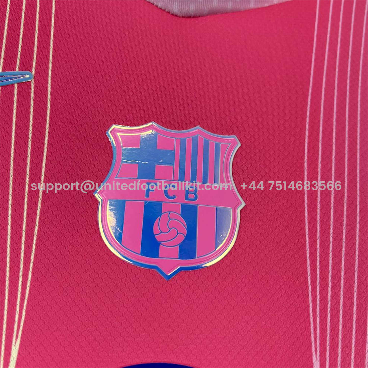 Unitedfootballkit.com | Barcelona 25-26 T90 White Lines Pink Gradient Special Jersey - Fans Version -Customize Name, Number and Patch | Worldwide Shipping
