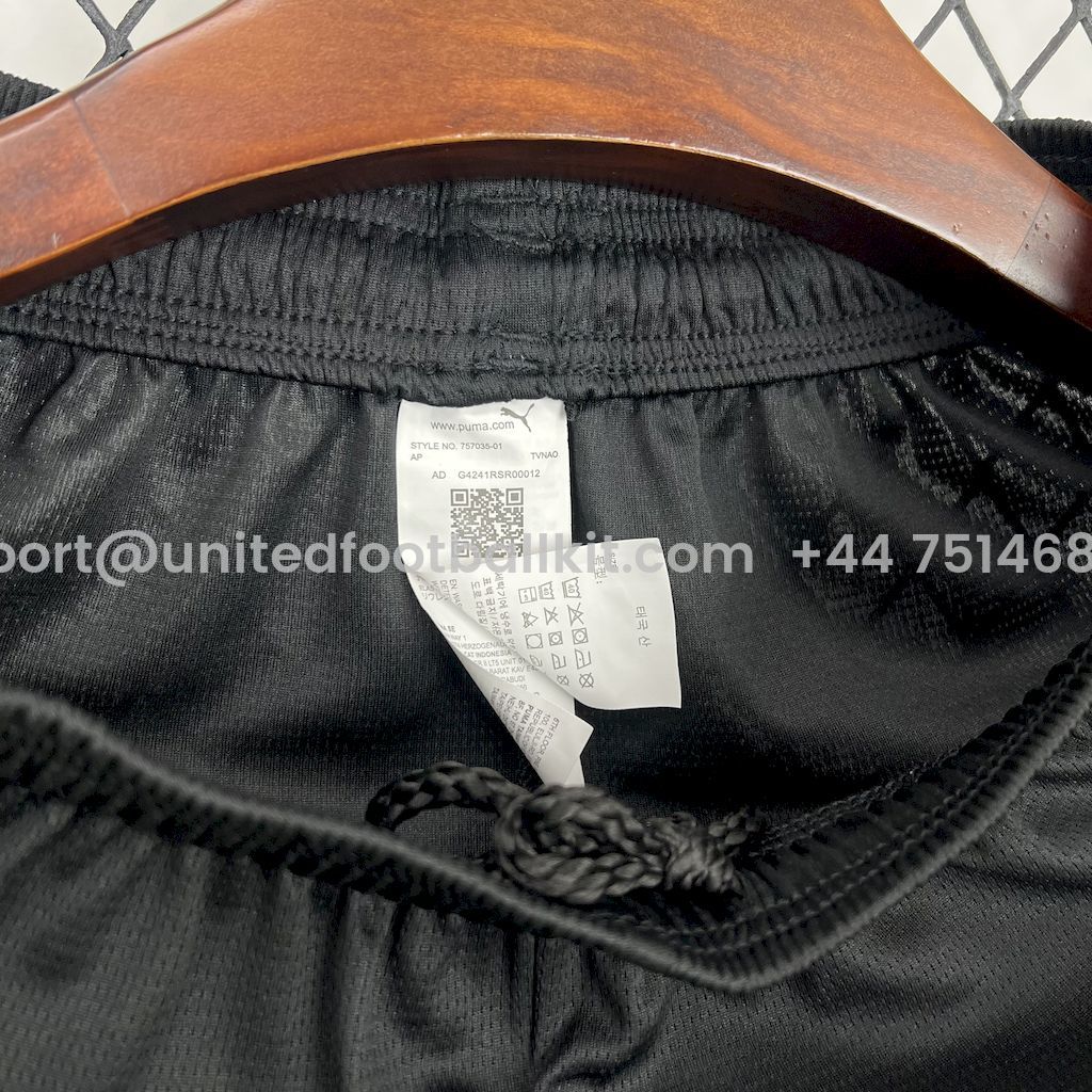 Unitedfootballkit.com | AC Milan 24-25 125th Anniversary Black GK Shorts - Fans Version -Customize Name, Number and Patch | Worldwide Shipping