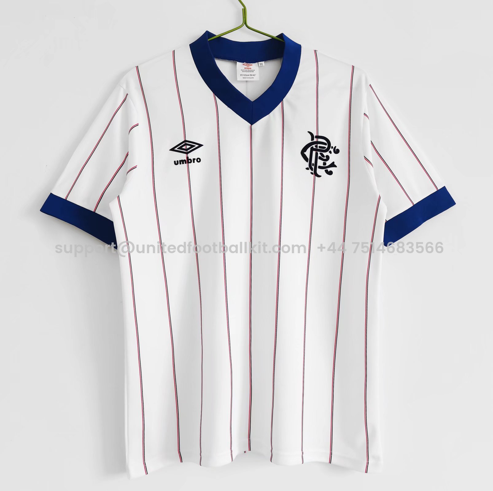 Unitedfootballkit.com | Retro Glasgow Rangers 1982-83 Away Stadium Jersey -Customize Name, Number and Patch | Worldwide Shipping