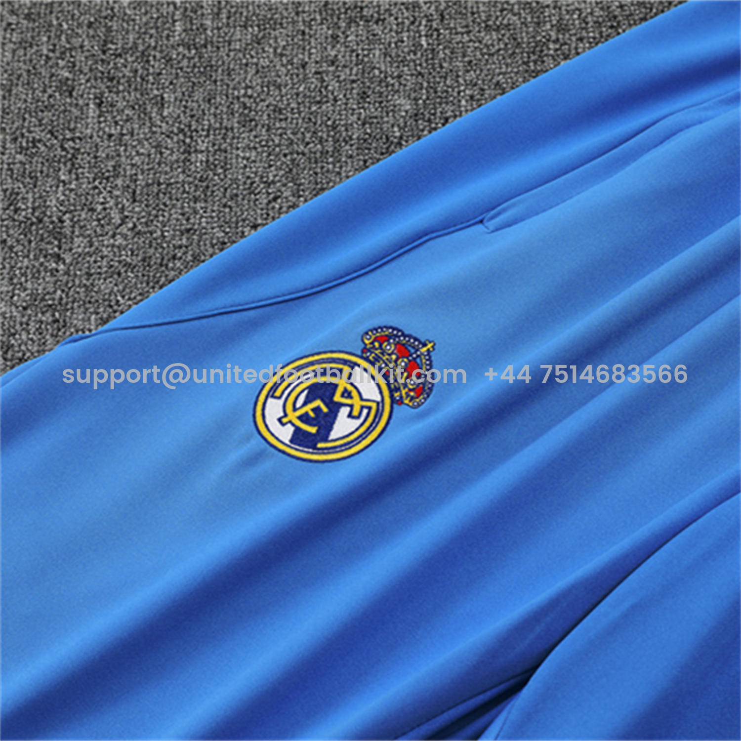 Unitedfootballkit.com | Real Madrid 25-26 Long Sleeve Training Set - Bright Blue Top & Pants -Customize Name, Number and Patch | Worldwide Shipping