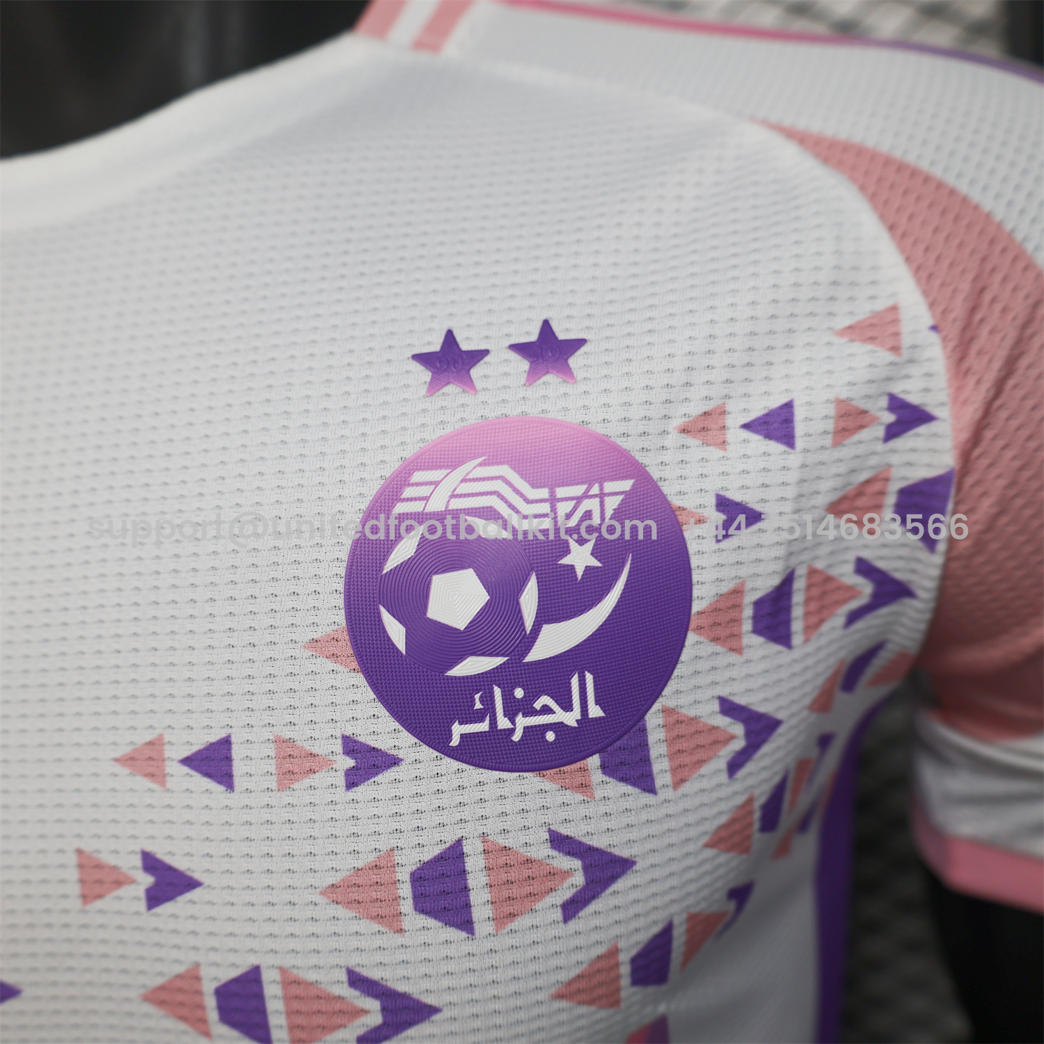 Unitedfootballkit.com | Algeria 25-26 Pink and Purple Triangle Pattern Black Jersey - Player Version -Customize Name, Number and Patch | Worldwide Shipping