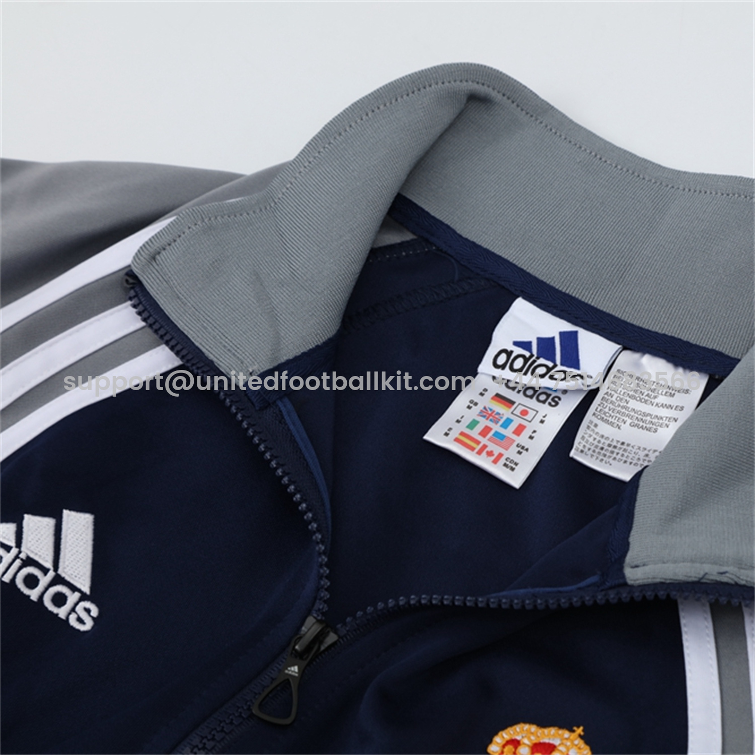 Unitedfootballkit.com | Real Madrid 25-26 Jacket Training Tracksuit - Blue Grey Jackets & Pants -Customize Name, Number and Patch | Worldwide Shipping