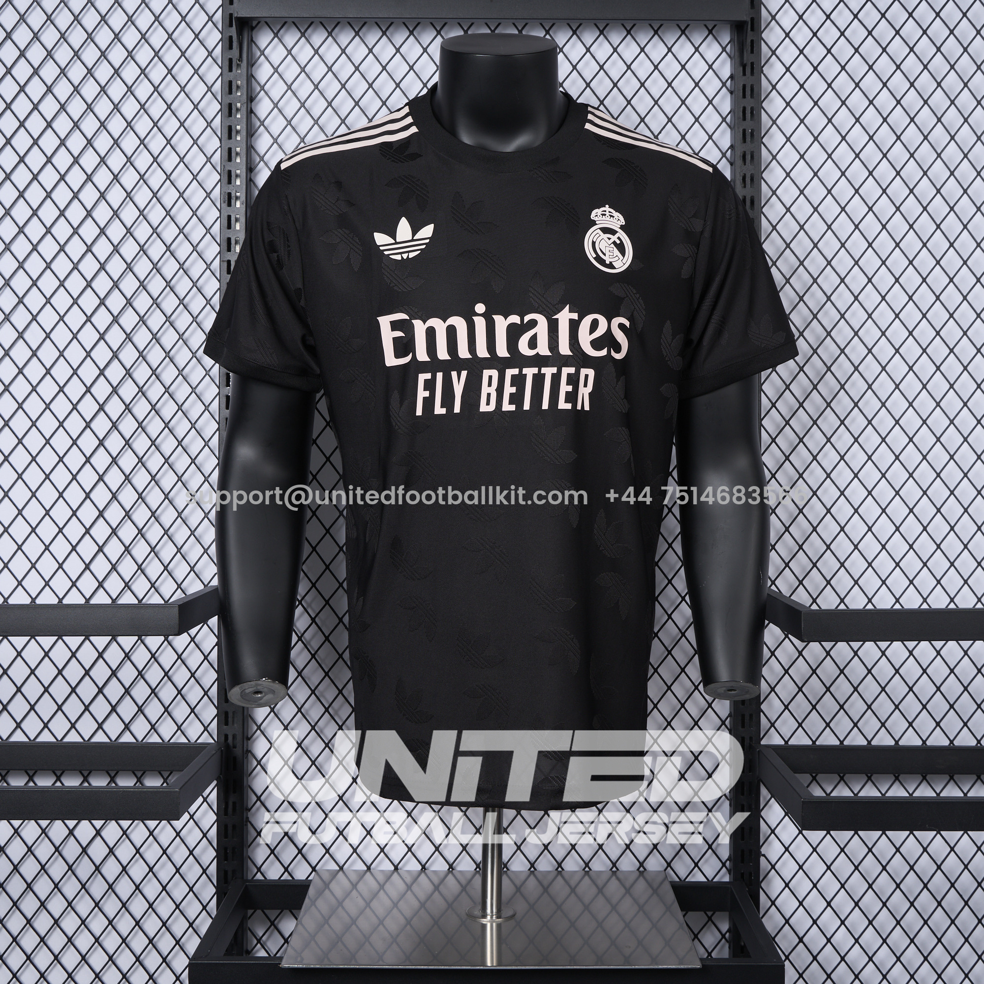 Unitedfootballkit.com | Real Madrid 24-25 Trefoil Black Jersey - Player Version -Customize Name, Number and Patch | Worldwide Shipping