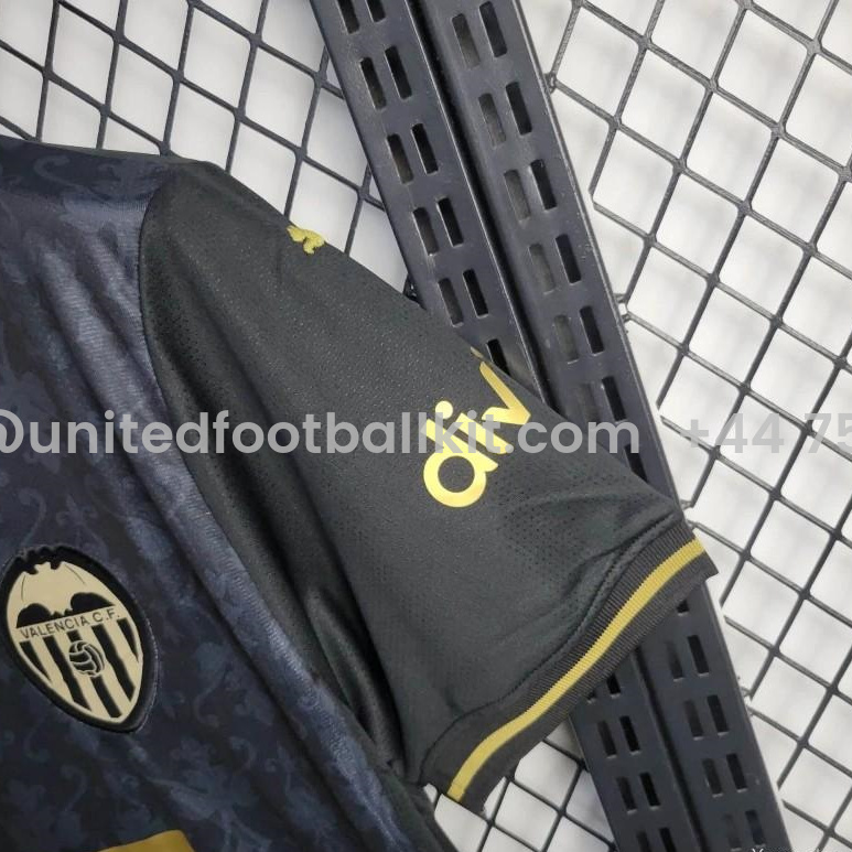 Unitedfootballkit.com | Valencia 24-25 Black Away Jersey - Fans Version -Customize Name, Number and Patch | Worldwide Shipping