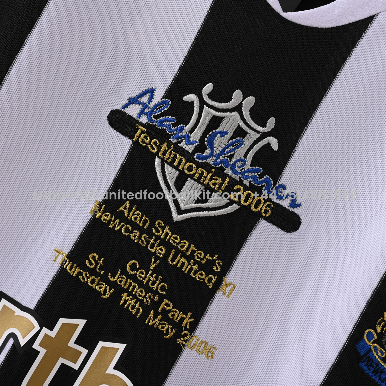 Unitedfootballkit.com | Retro Newcastle United 2006 Alan Shearer Testimonial Home Jersey -Customize Name, Number and Patch | Worldwide Shipping