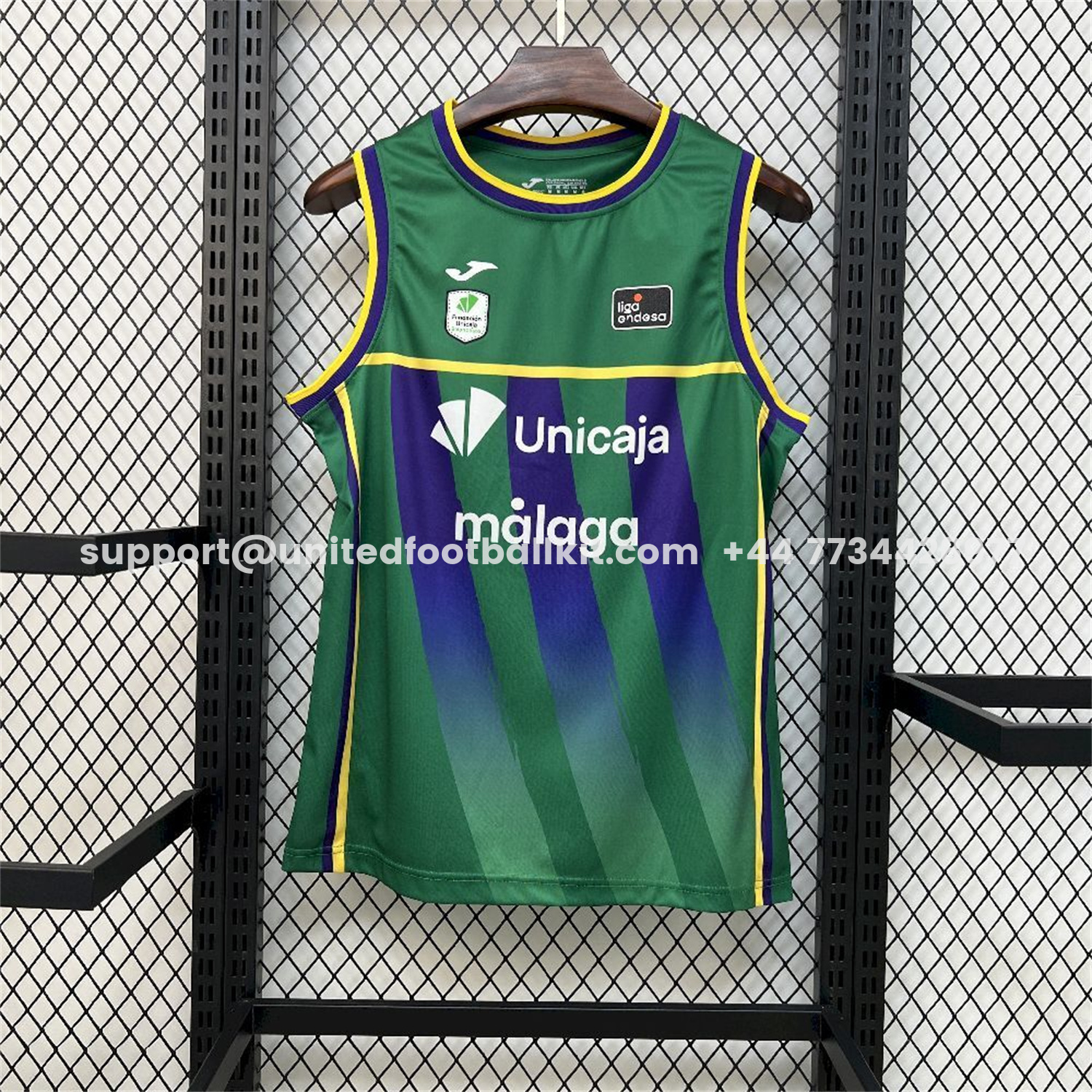 Unitedfootballkit.com | Malaga 25-26 Green Basketball Training Vest - Fans Version -Customize Name, Number and Patch | Worldwide Shipping