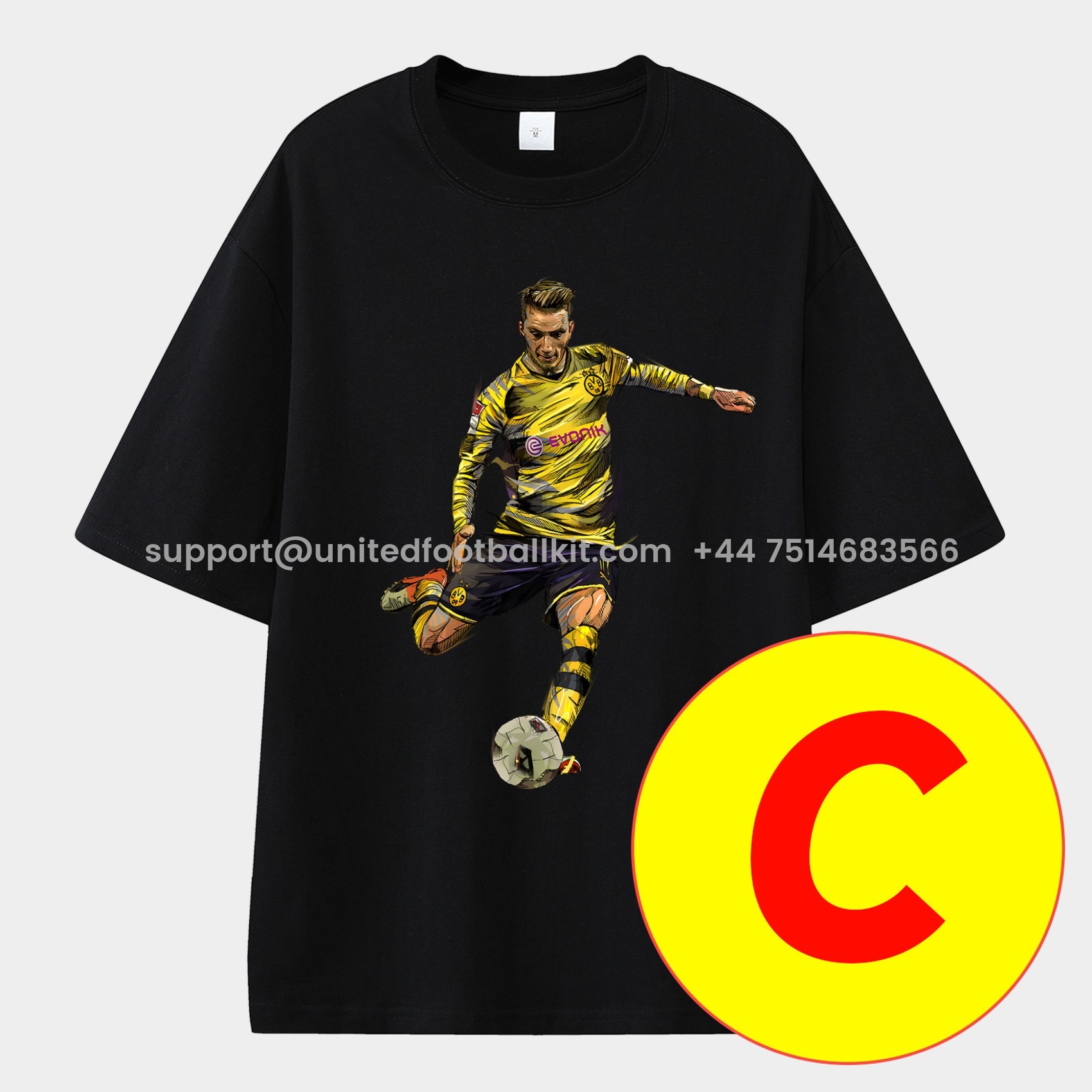 Unitedfootballkit.com | Dortmund Unisex Pure Cotton T-shirt -Customize Name, Number and Patch | Worldwide Shipping