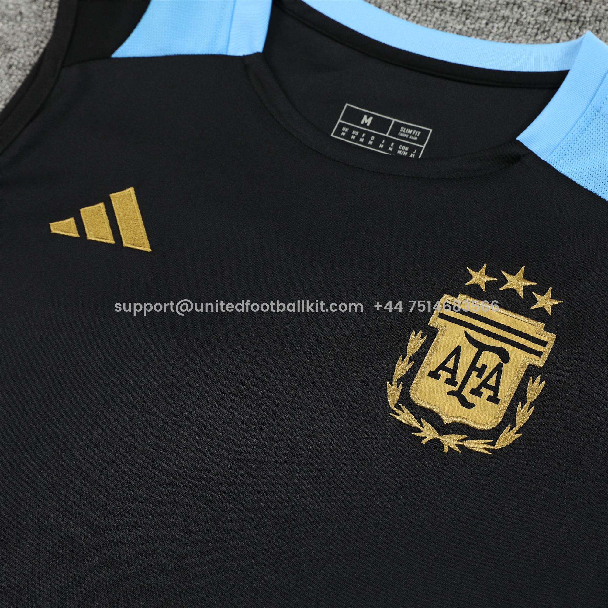 Unitedfootballkit.com | Argentina 24-25 Vest Training Set - Black -Customize Name, Number and Patch | Worldwide Shipping