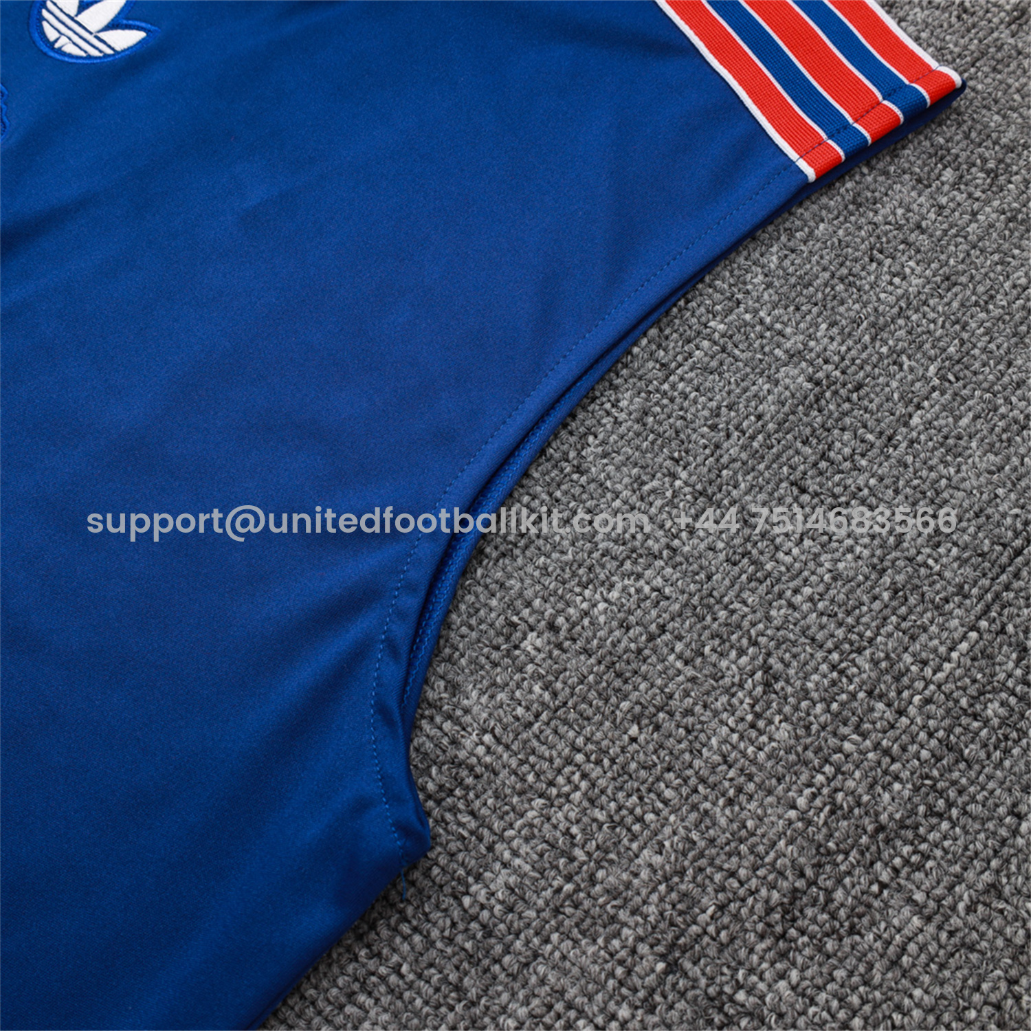 Unitedfootballkit.com | Arsenal 25-26 Throwback Trefoil Vest Training Set - Royal Blue Vest and Shorts -Customize Name, Number and Patch | Worldwide Shipping