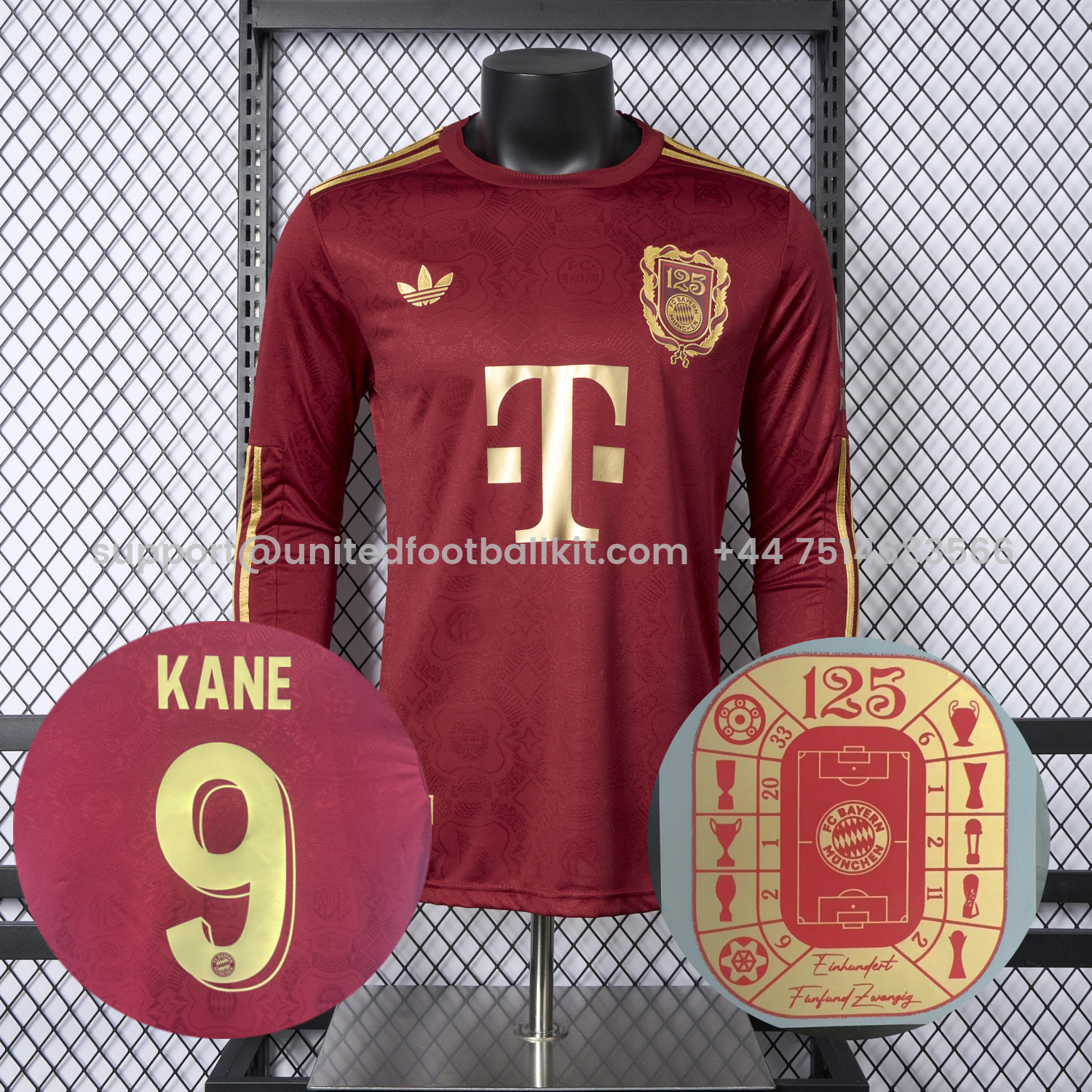 Unitedfootballkit.com | Bayern Munich 2025 125th Anniversary Long Sleeves Jersey - Player Version -Customize Name, Number and Patch | Worldwide Shipping