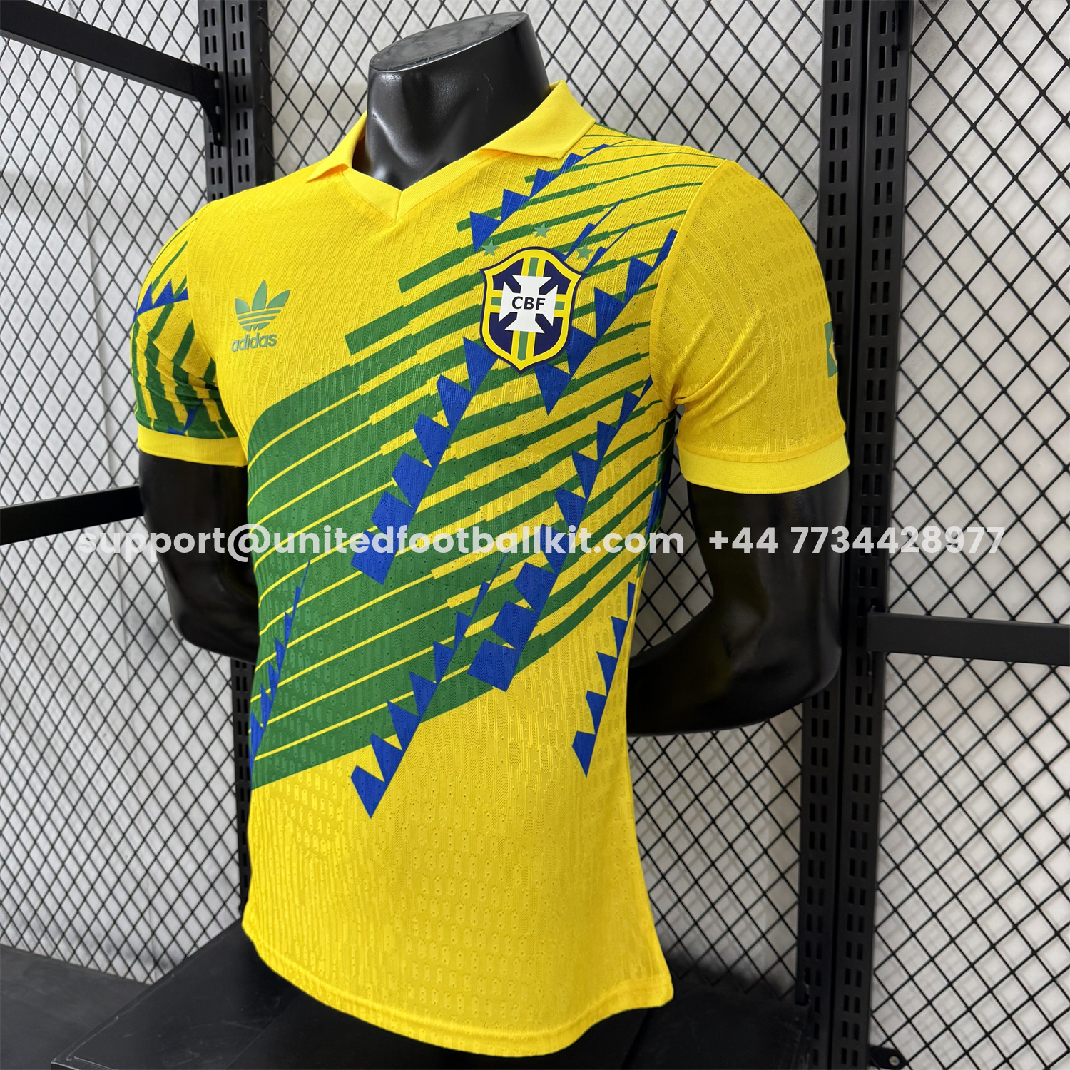 Unitedfootballkit.com | Brazil 2026 Blue-Green Stripes Yellow Special Jersey - Player Version -Customize Name, Number and Patch | Worldwide Shipping