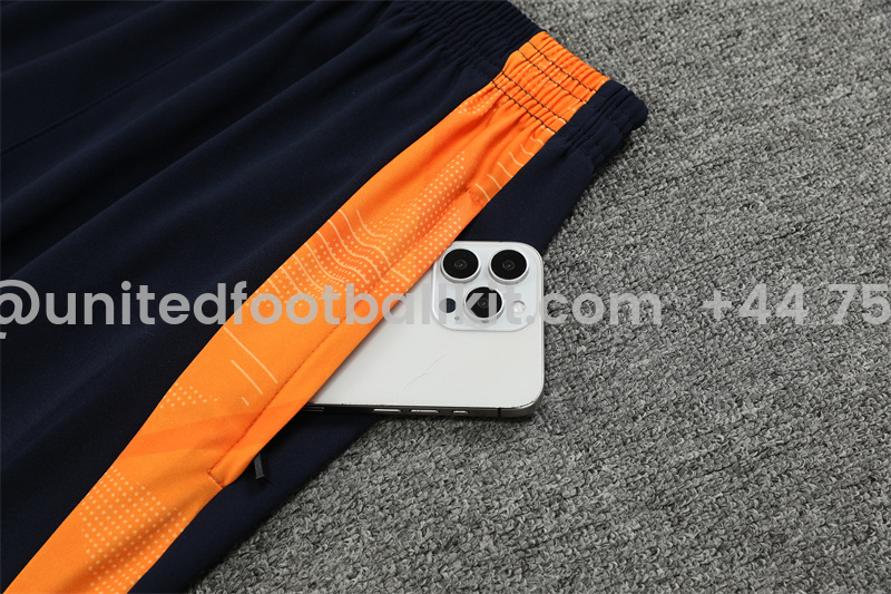 Unitedfootballkit.com | Real Madrid 24-25 Long Sleeve Training Set - Blue & Orange -Customize Name, Number and Patch | Worldwide Shipping