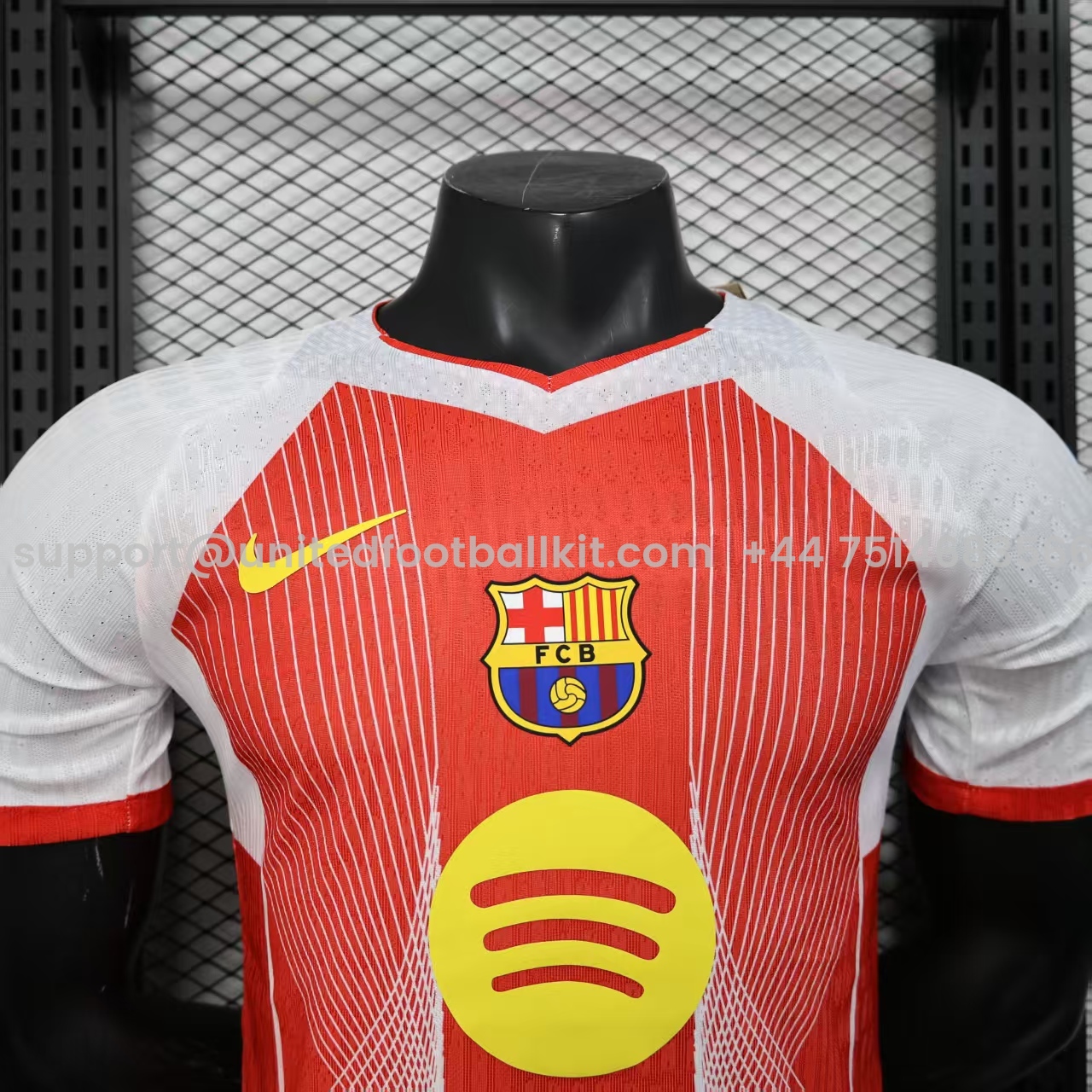 Unitedfootballkit.com | Barcelona 25-26 Red & White Big LOGO Special Jersey - Player Version -Customize Name, Number and Patch | Worldwide Shipping
