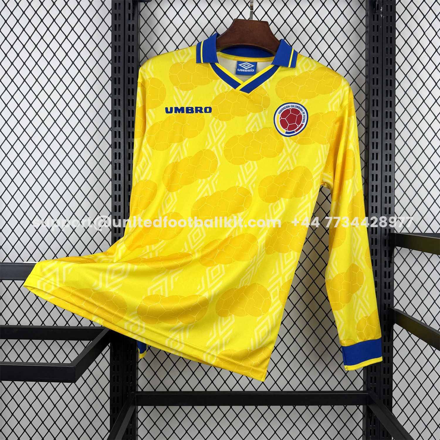 Unitedfootballkit.com | Retro Colombia 1994 Home Long Sleeves Jersey -Customize Name, Number and Patch | Worldwide Shipping