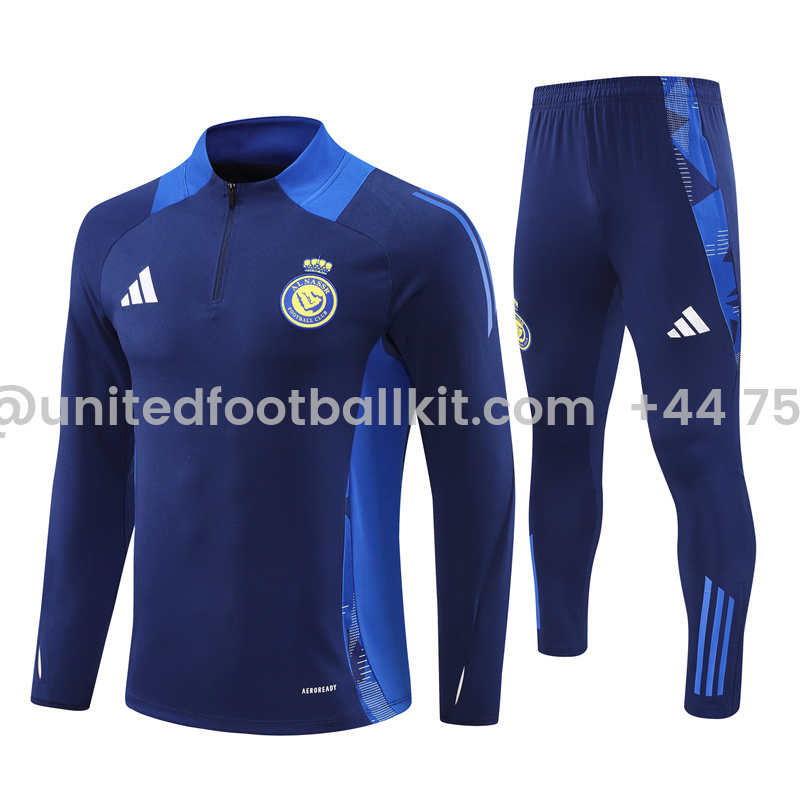 Unitedfootballkit.com | Al Nassr Riyadh Victory 24-25 Long Sleeve Training Set - Royal Blue -Customize Name, Number and Patch | Worldwide Shipping