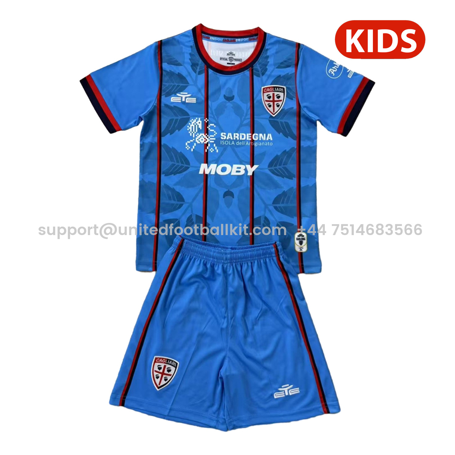 Unitedfootballkit.com | Cagliari Calcio 25-26 Third Kids Kit -Customize Name, Number and Patch | Worldwide Shipping