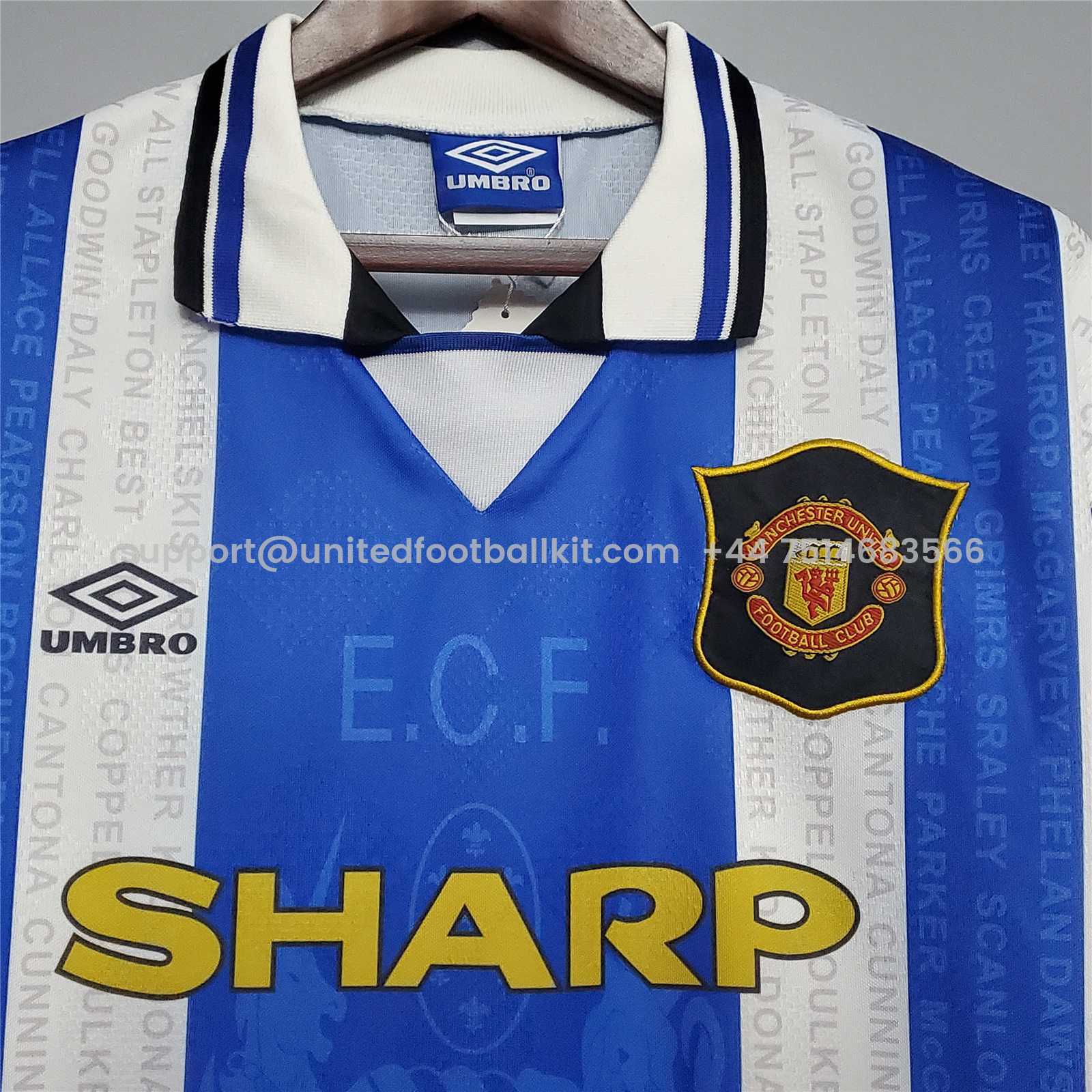 Unitedfootballkit.com | Retro Manchester United 94-96 Away Jersey -Customize Name, Number and Patch | Worldwide Shipping