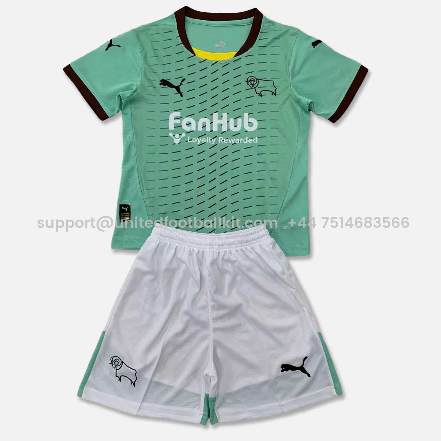 Unitedfootballkit.com | Derby County 24-25 Away Kids Kit -Customize Name, Number and Patch | Worldwide Shipping