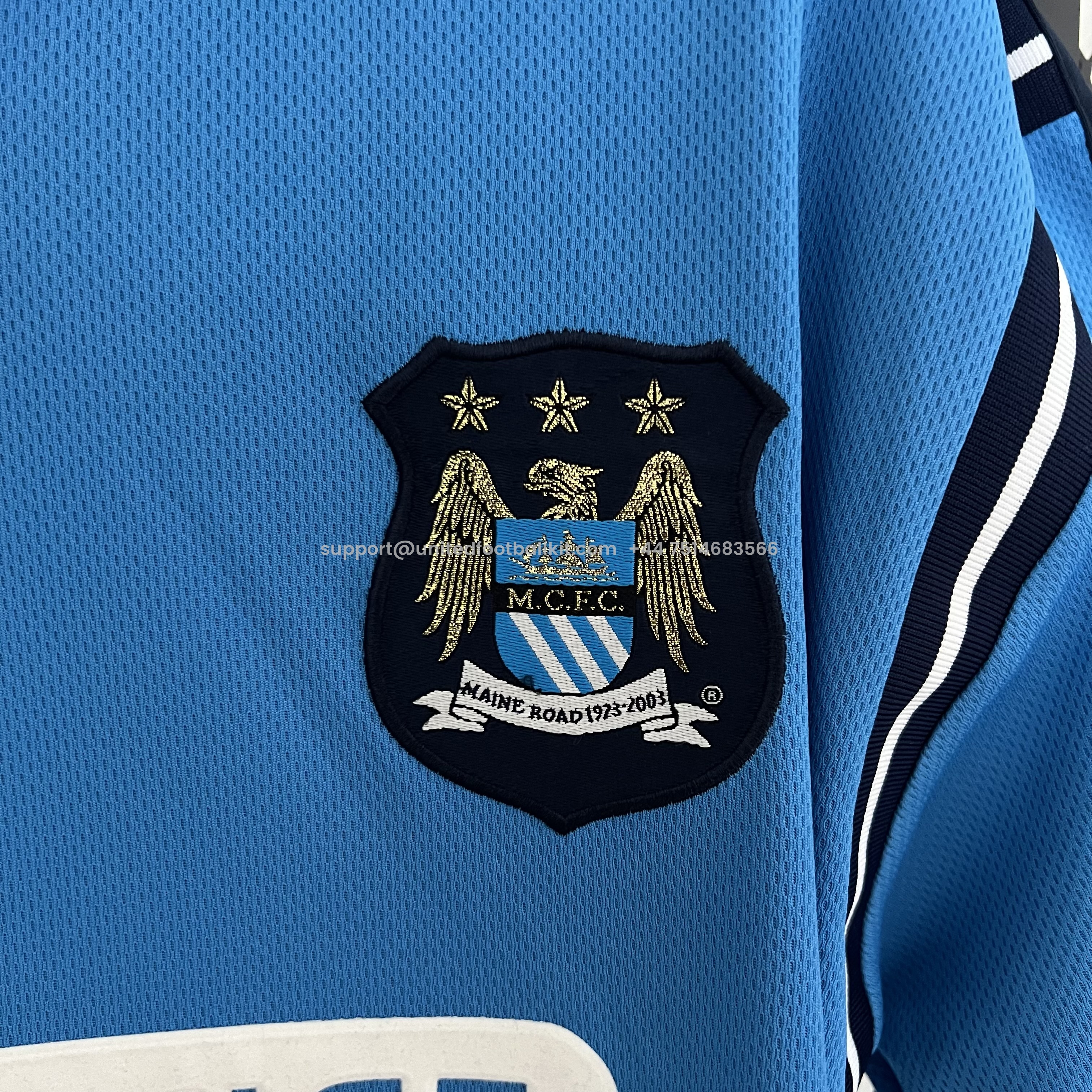 Unitedfootballkit.com | Retro Manchester City 2002-03 Home Stadium Jersey -Customize Name, Number and Patch | Worldwide Shipping