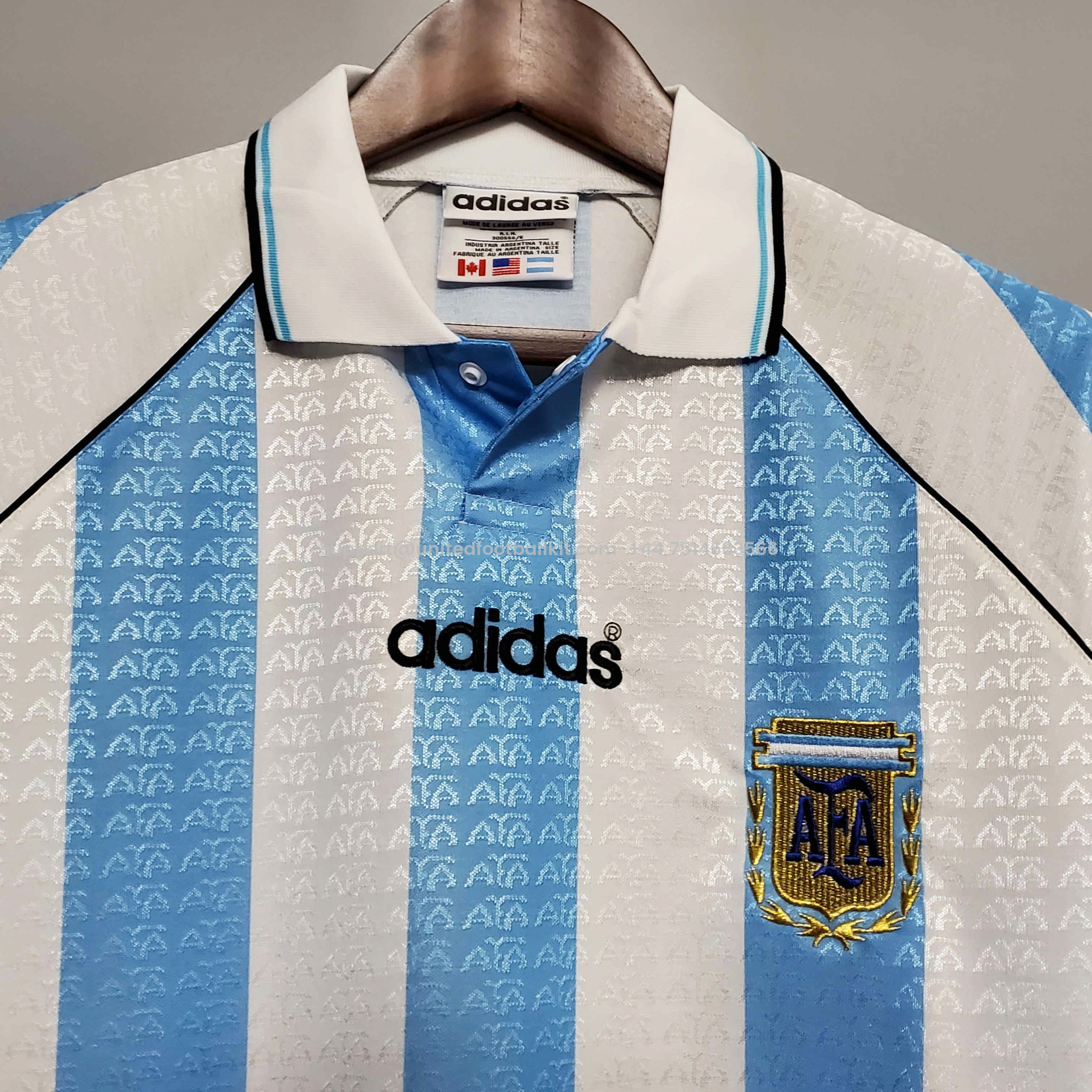 Unitedfootballkit.com | Retro Argentina 1997 Home Stadium Jersey -Customize Name, Number and Patch | Worldwide Shipping