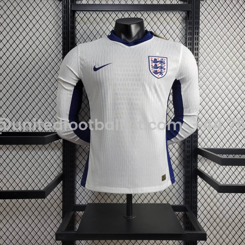 Unitedfootballkit.com | England 2024 Home Stadium Long Sleeve Jersey - Player Version -Customize Name, Number and Patch | Worldwide Shipping