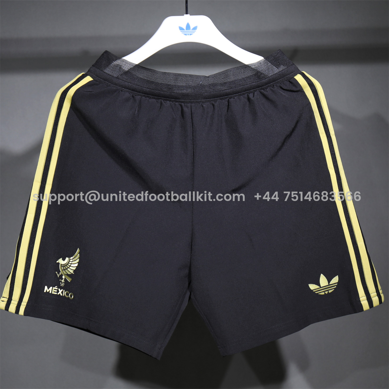 Unitedfootballkit.com | Mexico 2025 Gold Cup Black Shorts - Player Version -Customize Name, Number and Patch | Worldwide Shipping