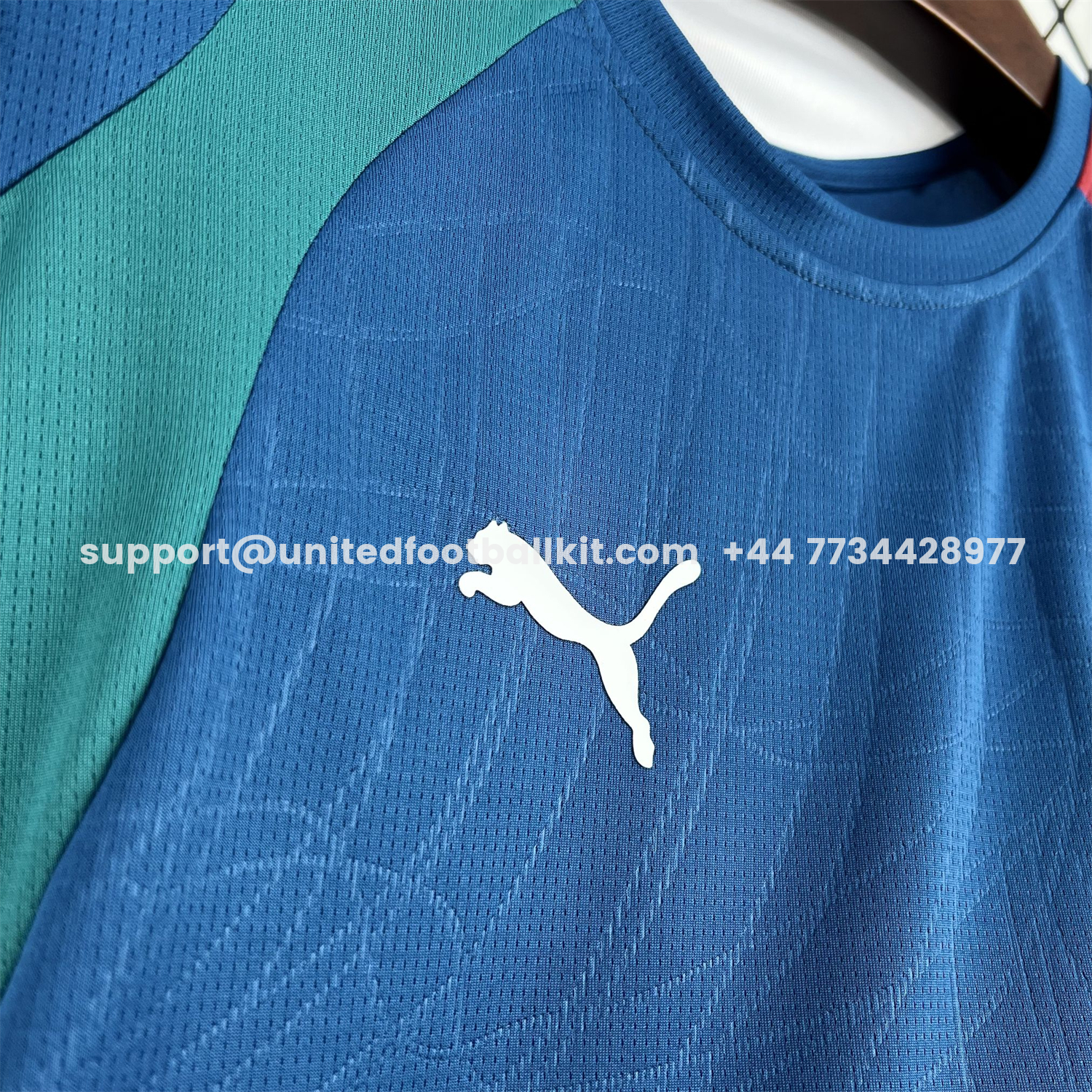 Unitedfootballkit.com | Portugal 2026 Muted Blue With Emerald Green Pre-Match Jersey - Fans Version -Customize Name, Number and Patch | Worldwide Shipping